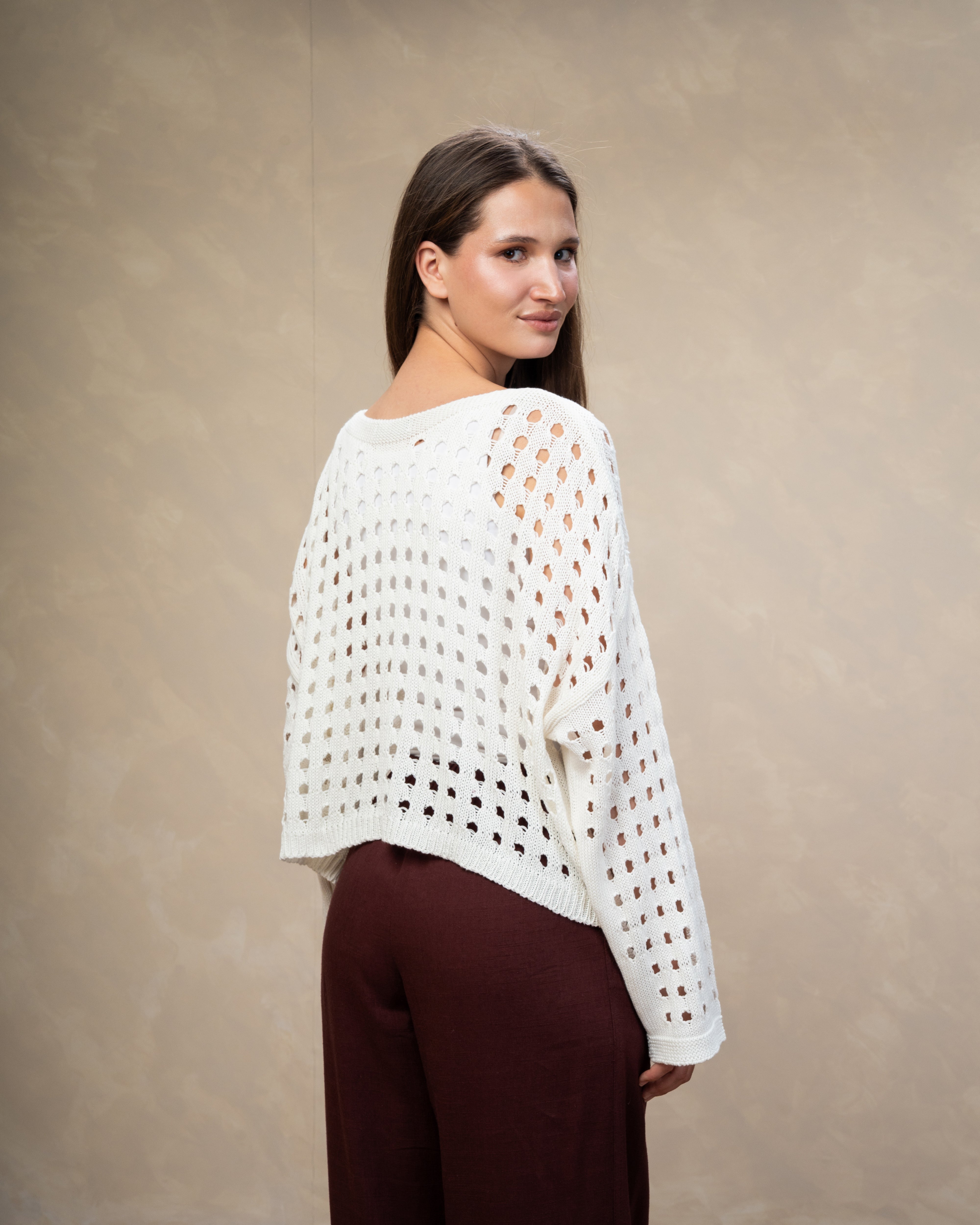 Short Knitwear Body With Cube Pattern