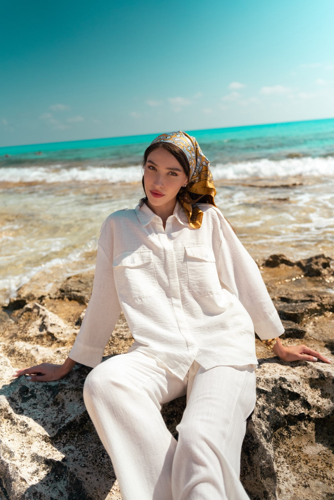 Long Plain Shirt With Single Pocket