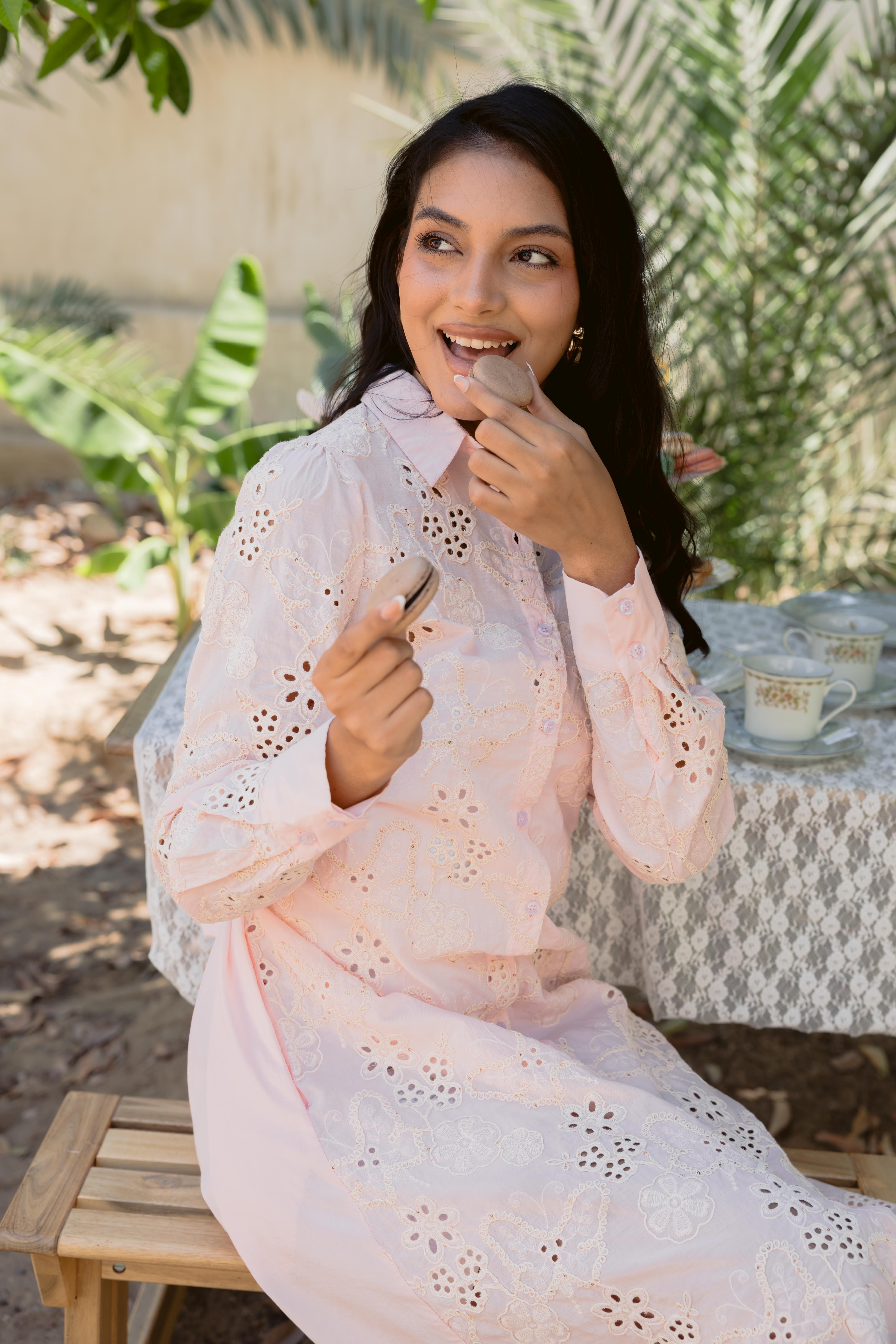 Lace-Style Button-Up Dress