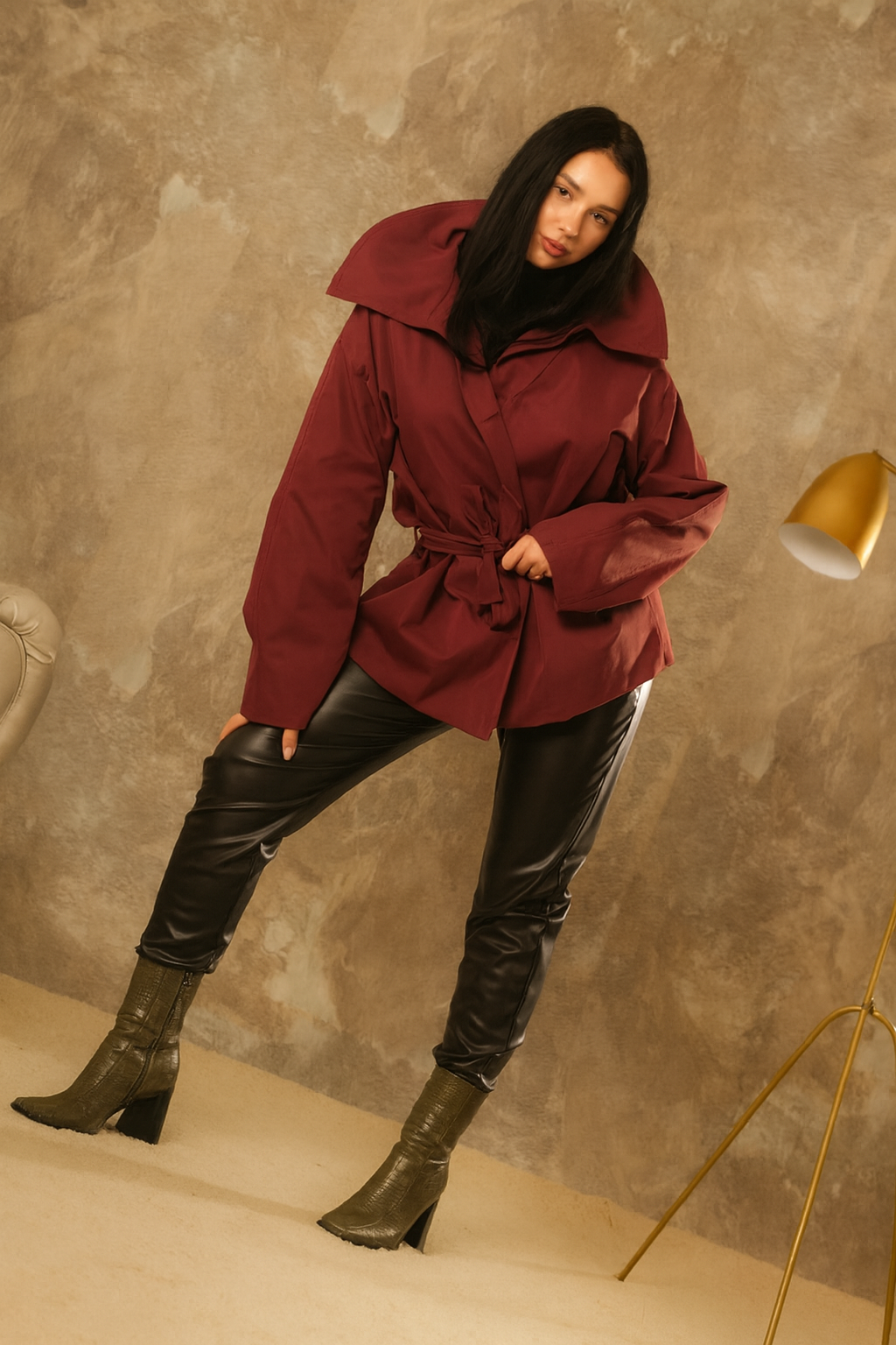 Plain Gabardine - Jacket (with waist belt)