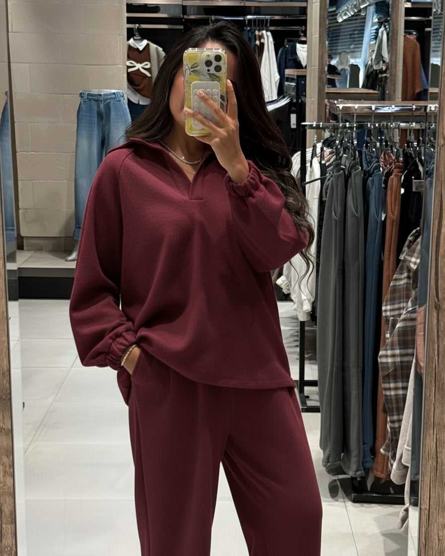 Plain Sweatshirt with a collar