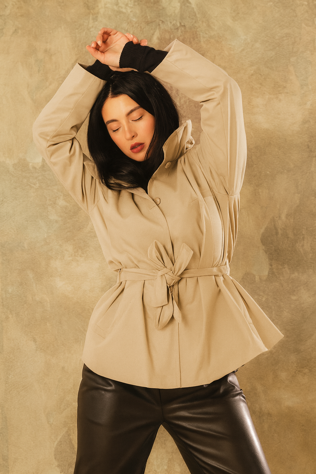 Plain Gabardine - Jacket (with waist belt)