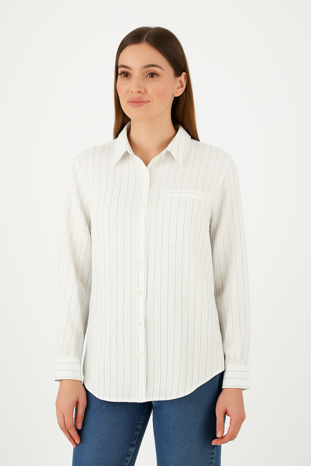 Thin Striped Shirt – Side Buttons