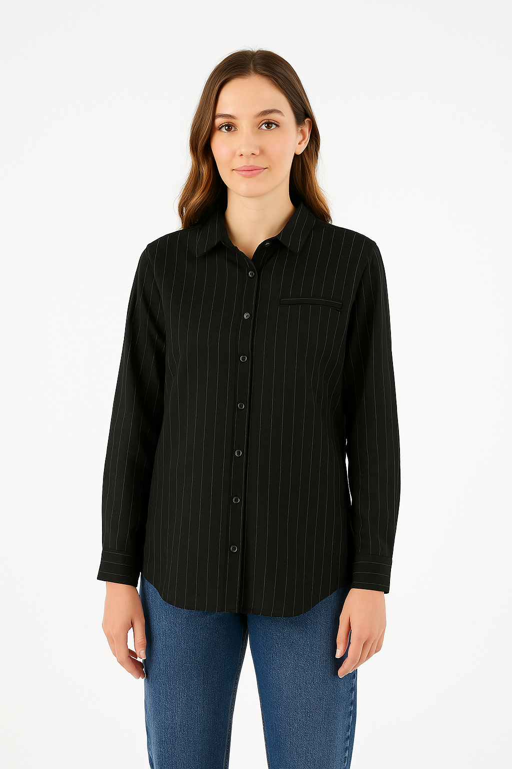 Thin Striped Shirt – Side Buttons