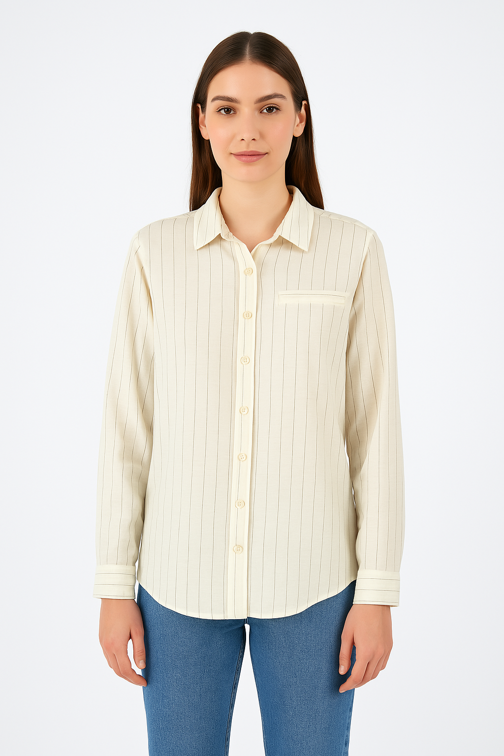Thin Striped Shirt – Side Buttons
