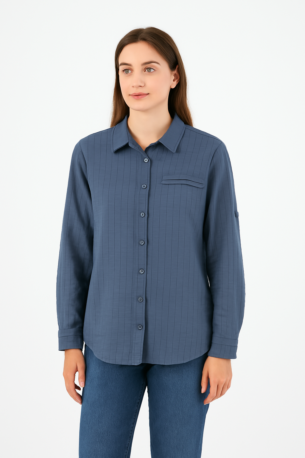 Thin Striped Shirt – Side Buttons