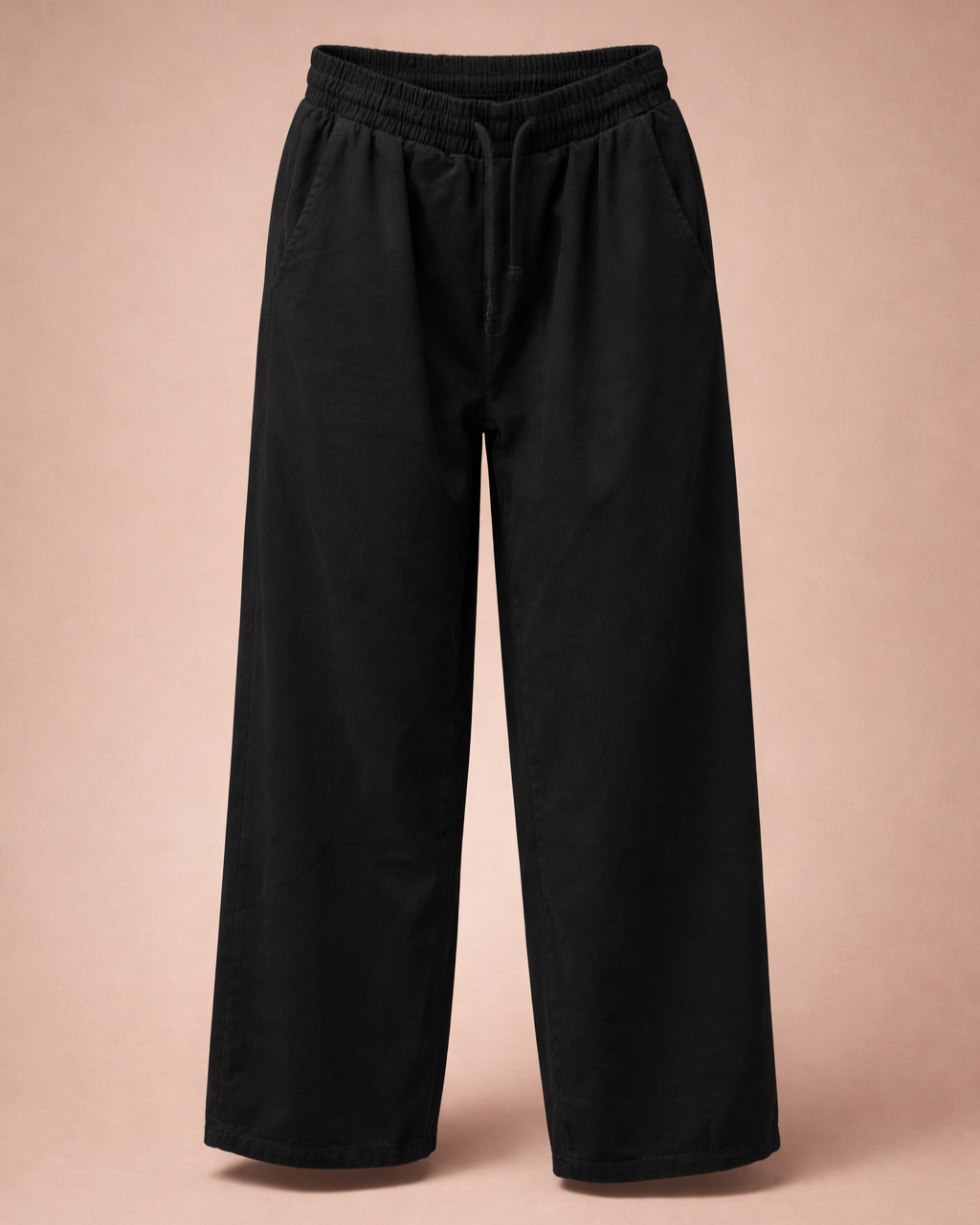 Gabardine Trouser - (Wide-Leg) With Drawstring