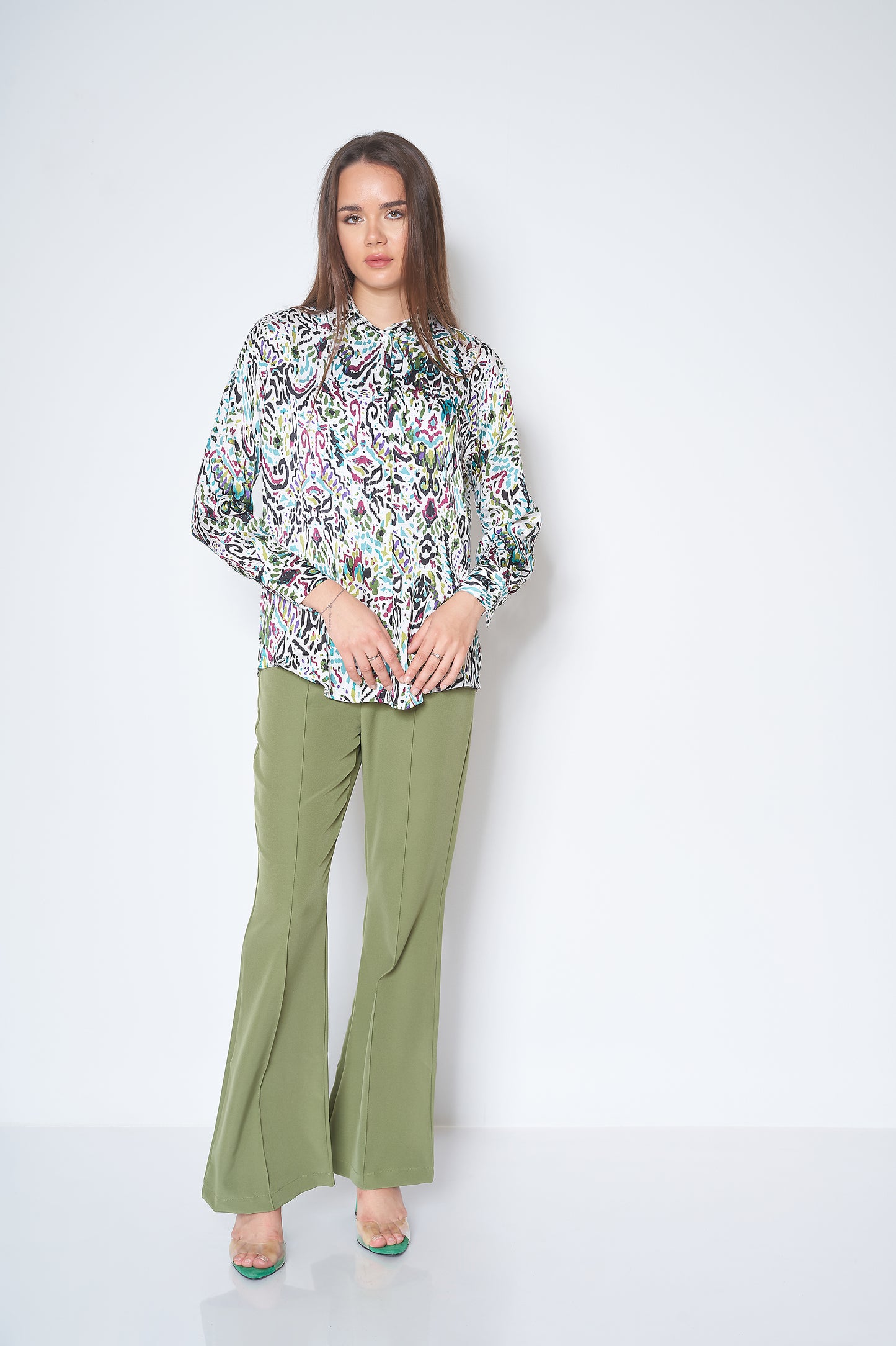 Colorful Button-Up Shirt - ( with Floral Pattern )