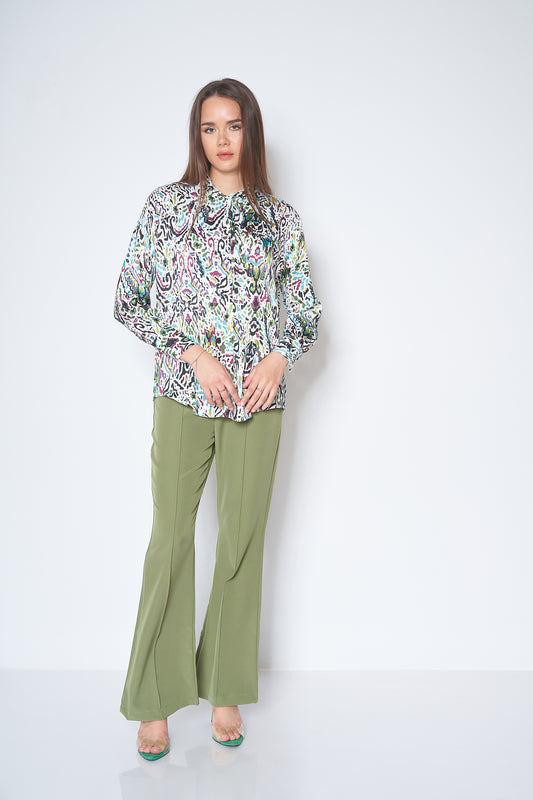 Colorful Button-Up Shirt - ( with Floral Pattern )