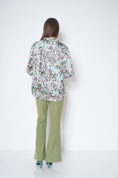 Colorful Button-Up Shirt - ( with Floral Pattern )