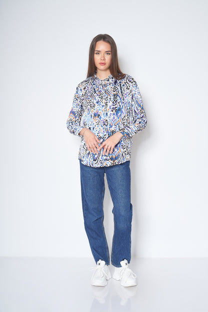 Colorful Button-Up Shirt - ( with Floral Pattern )