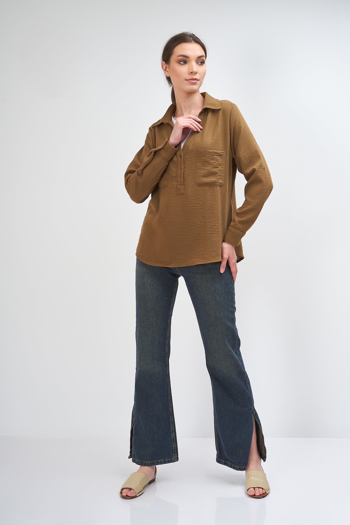 Blouse  - with a (V-neck)
