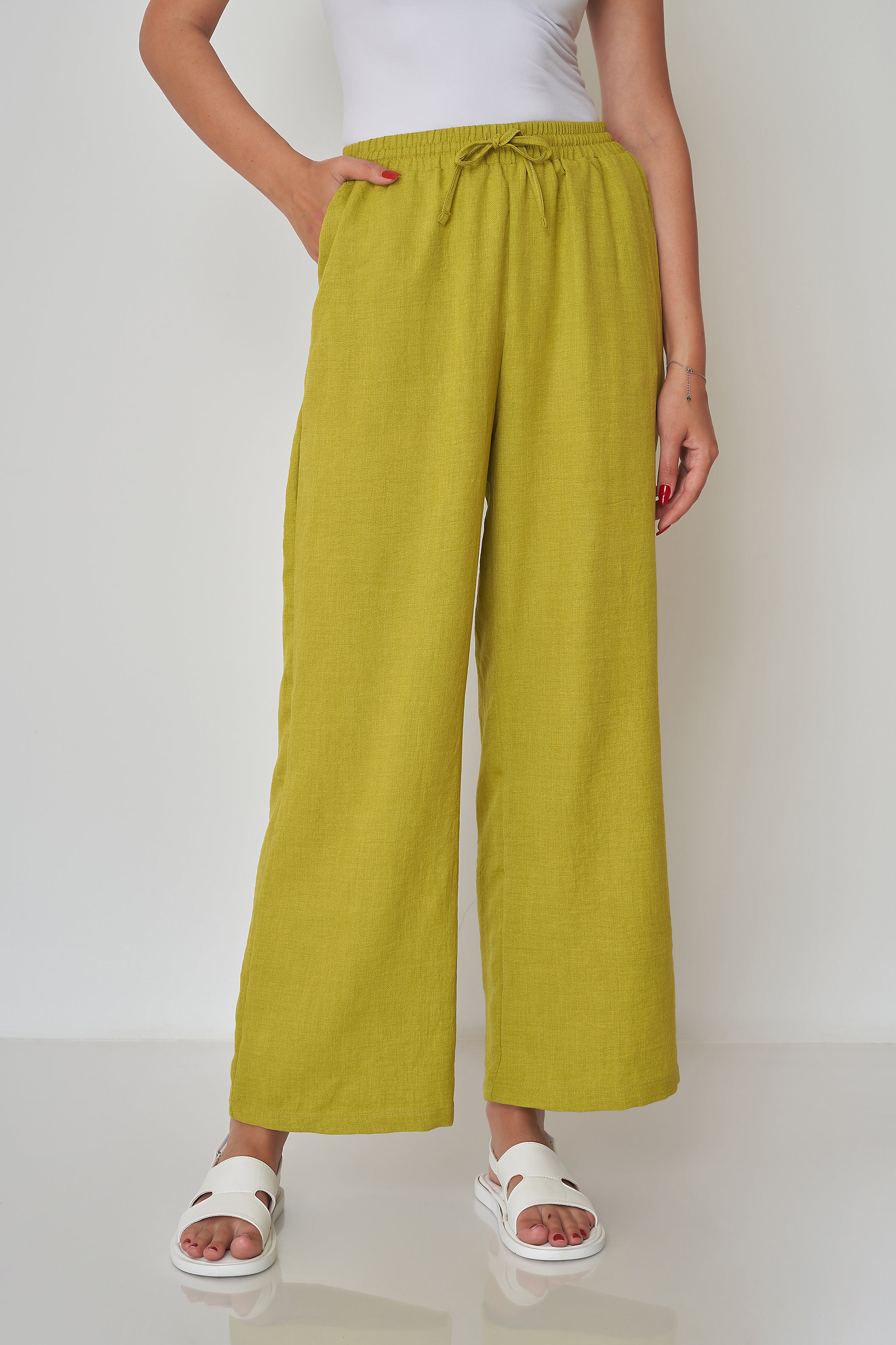 Mixed colors Trouser - Drawstring at waist