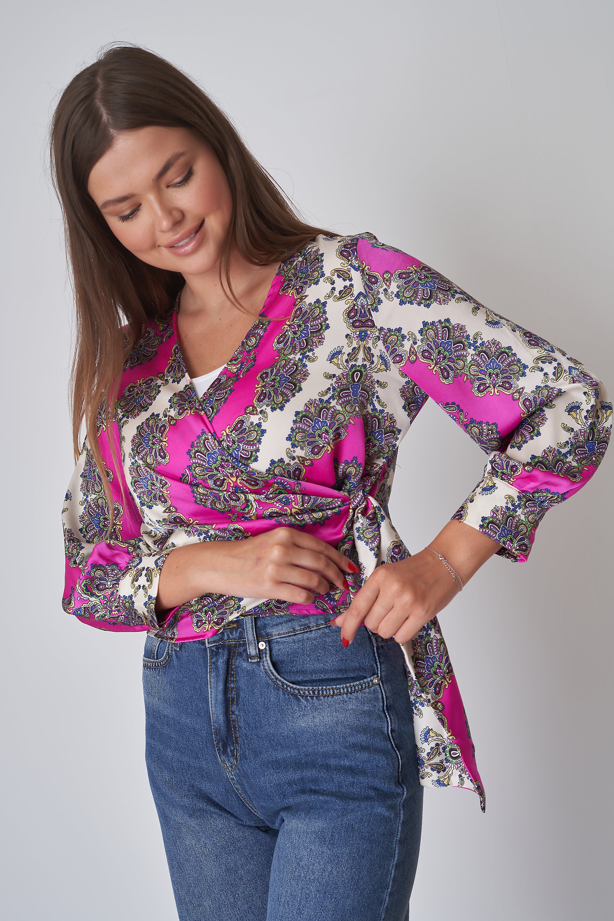 Wrap-Around Blouse - ( Floral Colors )