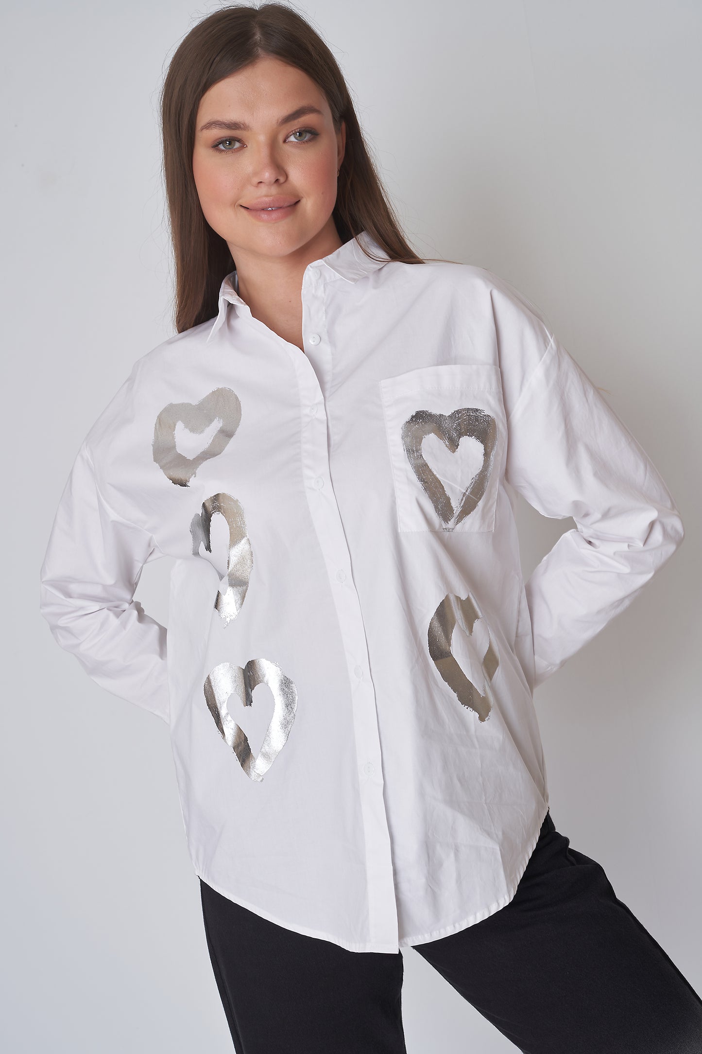 Printed Shirt With - Heart Pattern