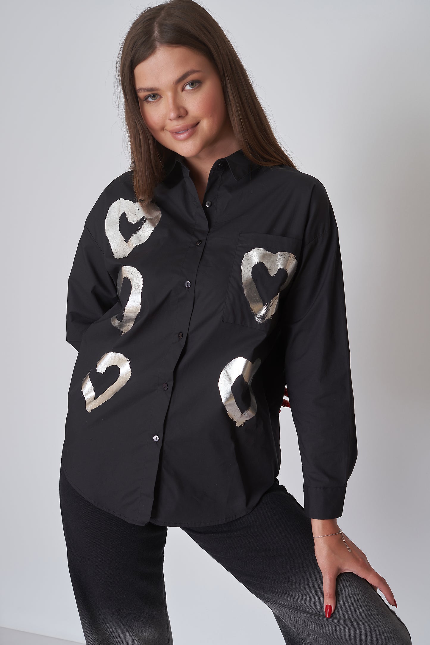 Printed Shirt With - Heart Pattern