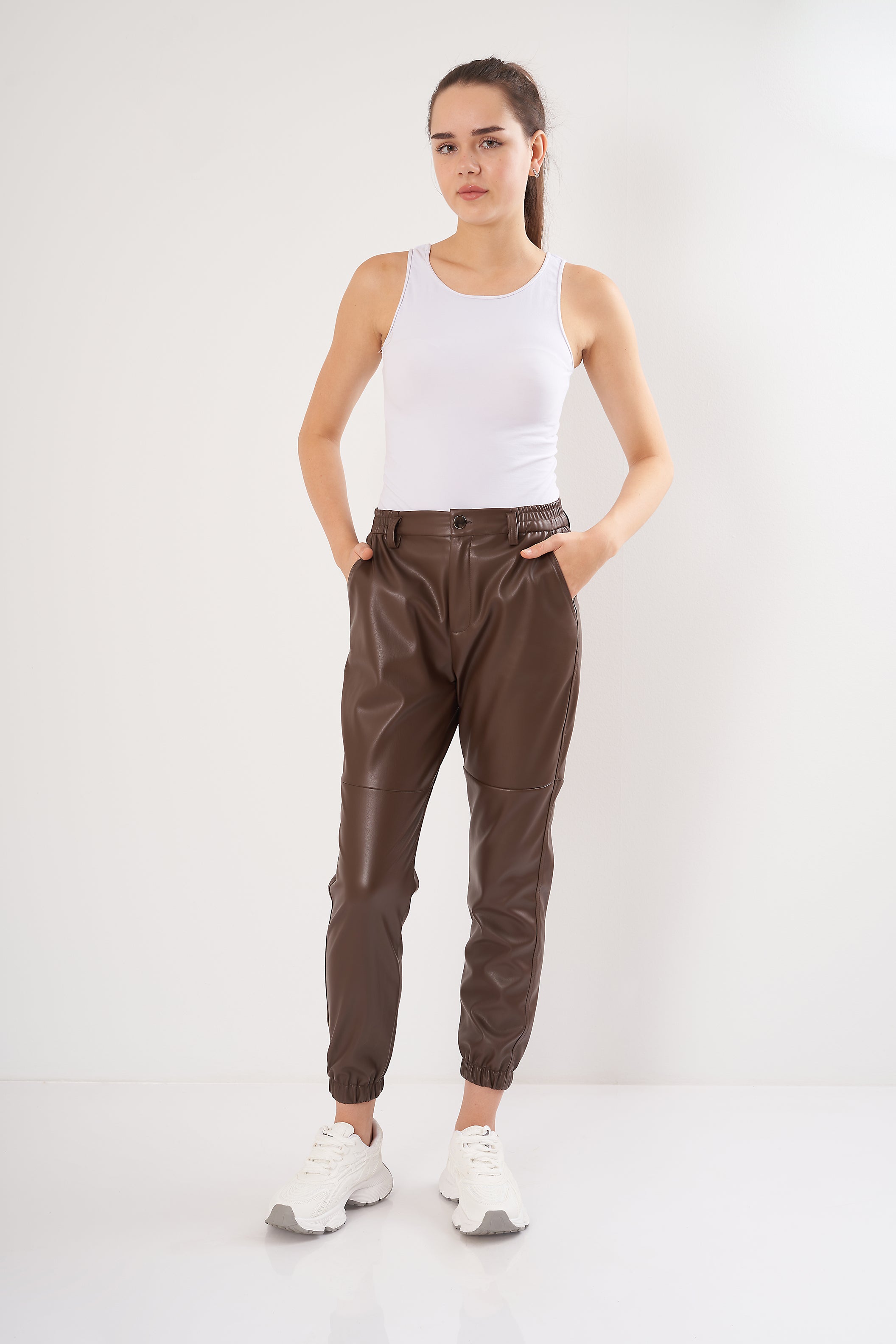 Leather Pants - Elastic Waist (Button Closure)