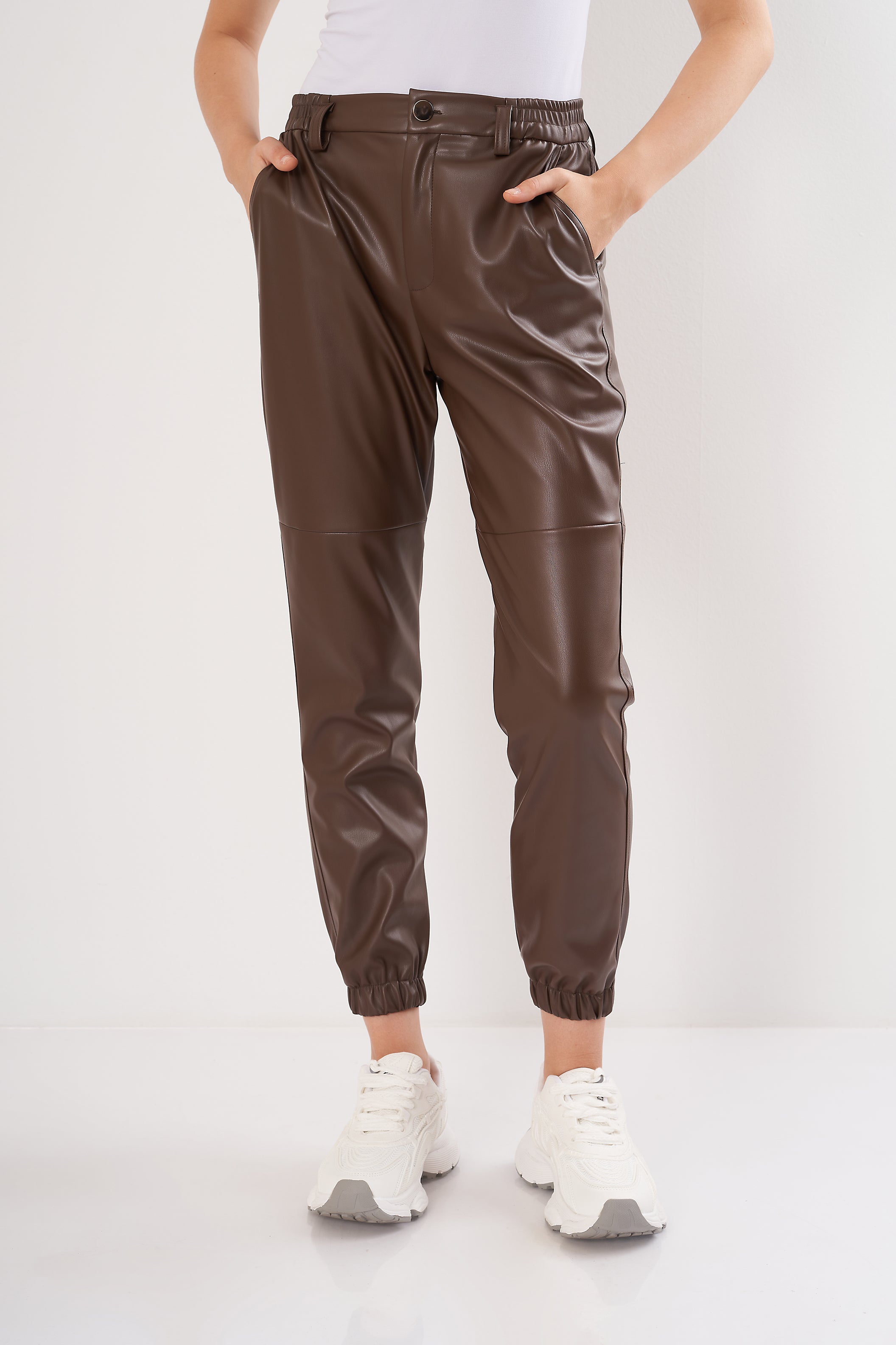 Leather Pants - Elastic Waist (Button Closure)