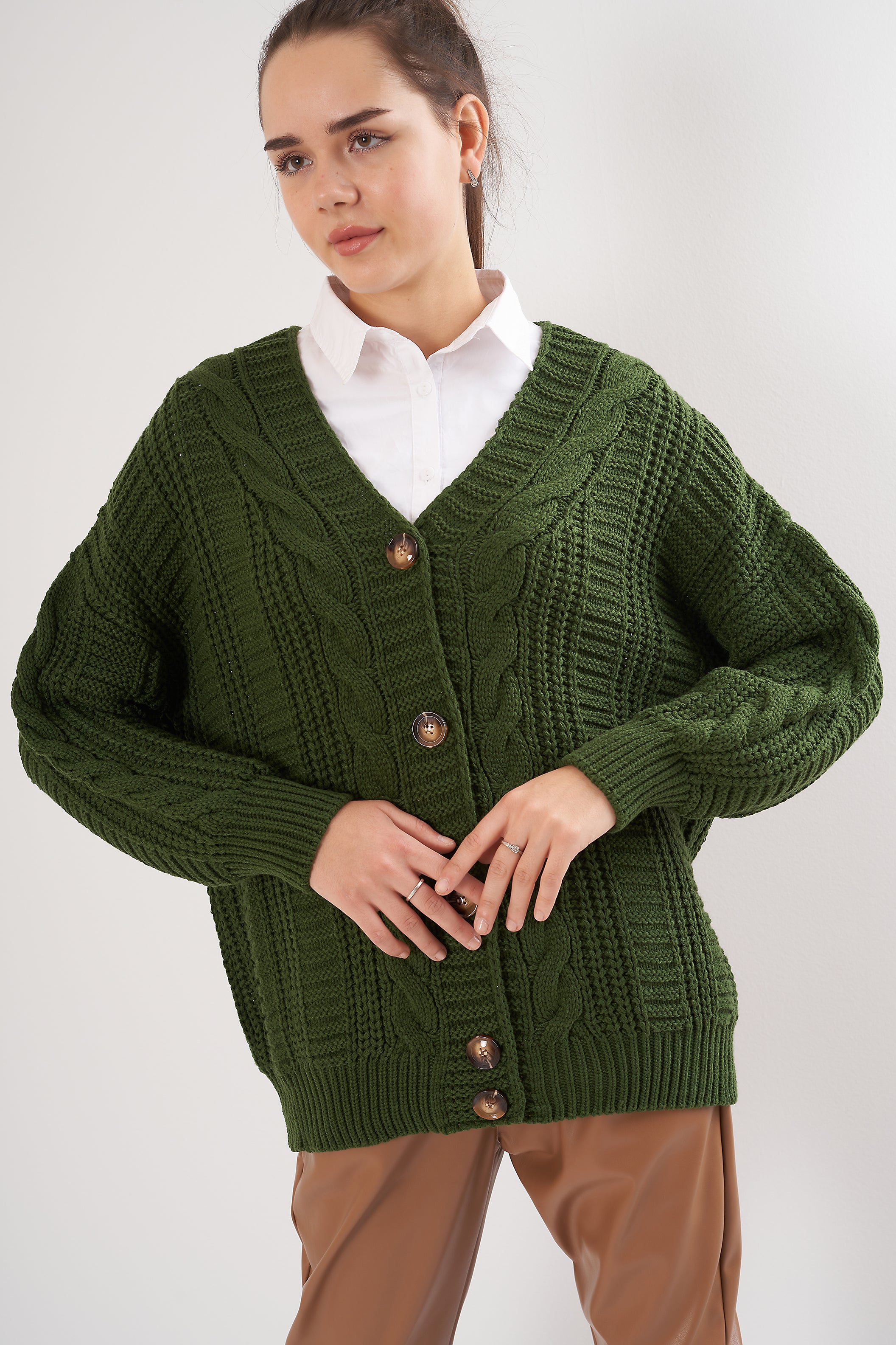 Knitwear Cardigan - Cable Knit Pattern