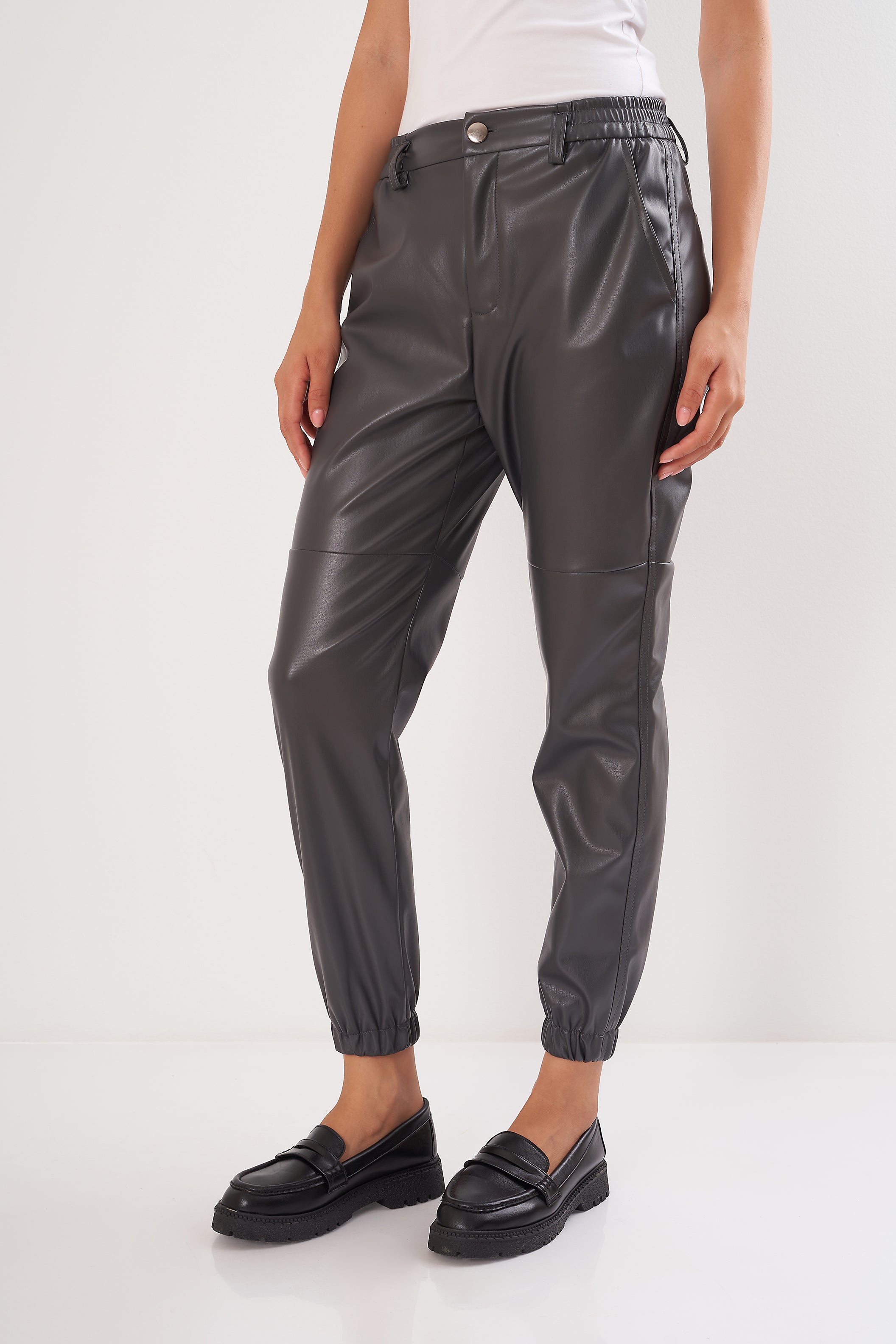 Leather Pants - Elastic Waist (Button Closure)