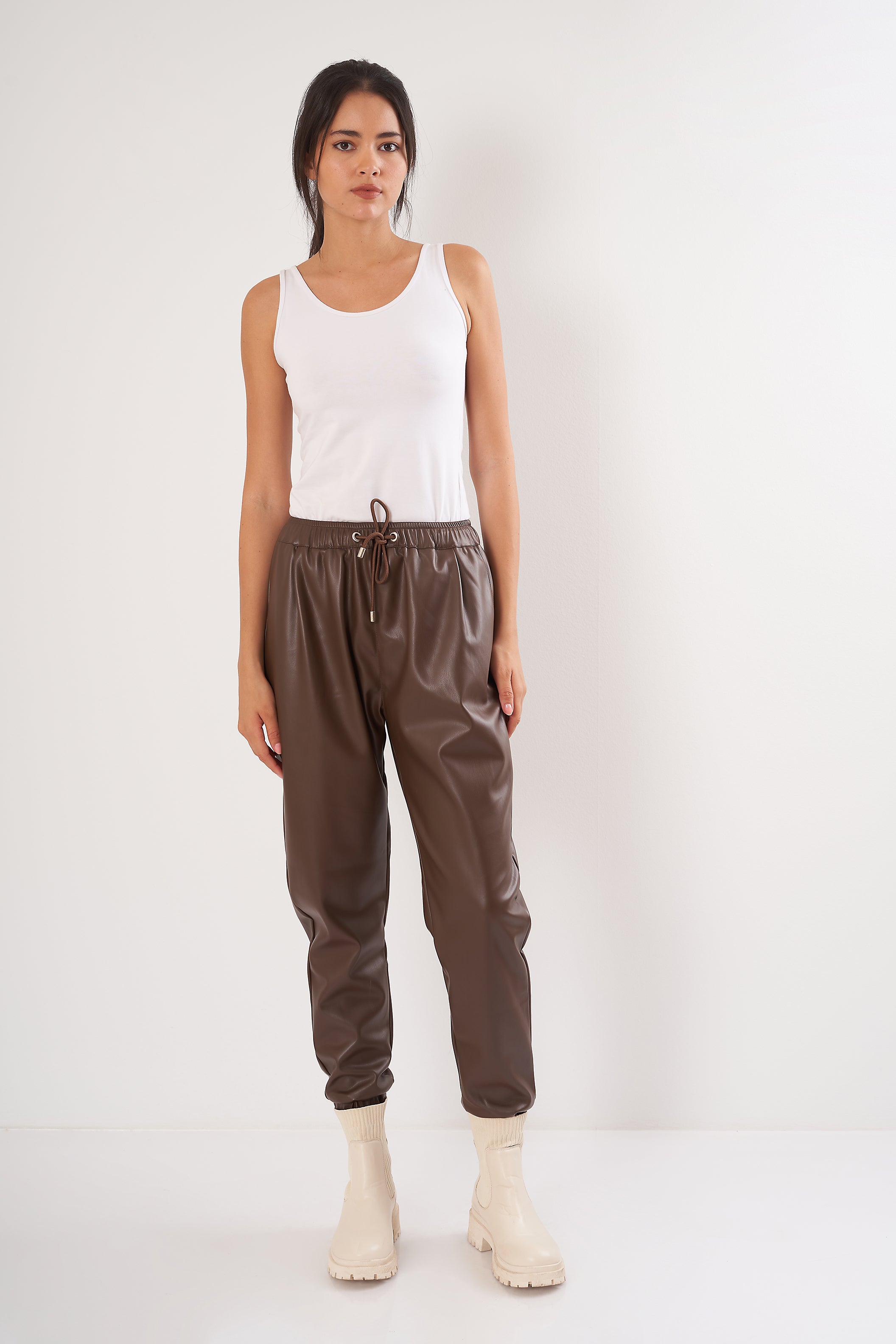 Leather Pants - Elastic Waist (Drawstring Closure)