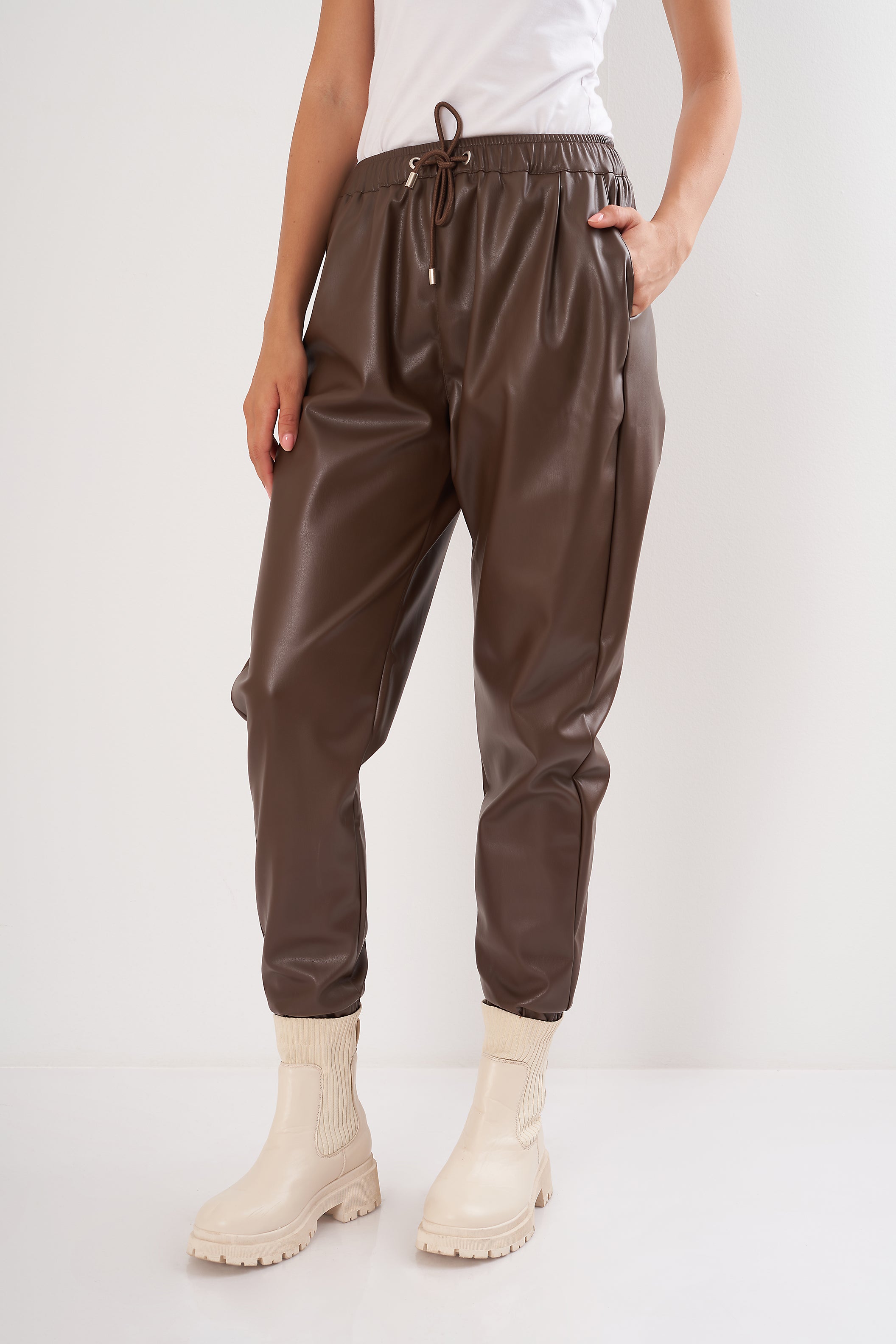 Leather Pants - Elastic Waist (Drawstring Closure)