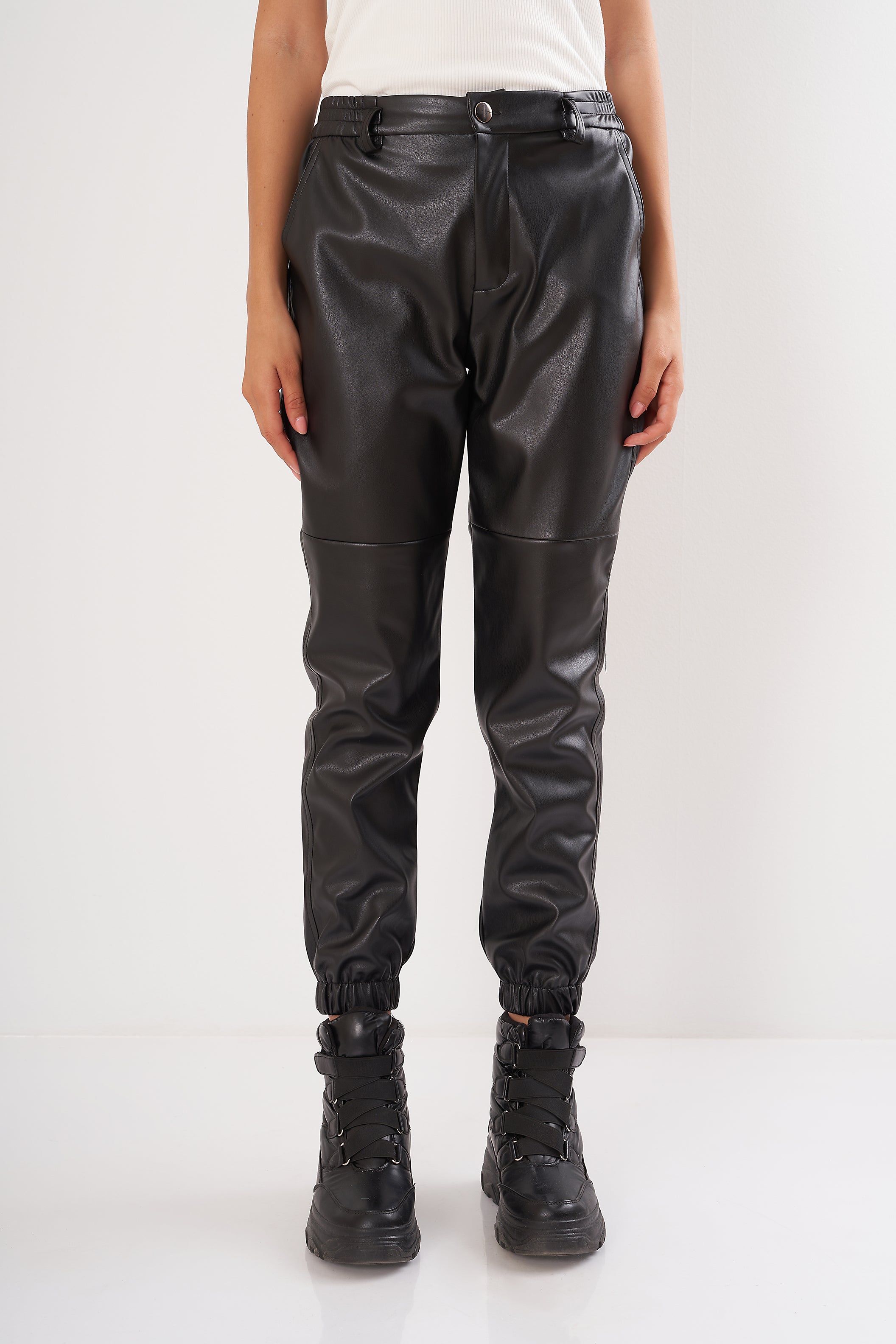 Leather Pants - Elastic Waist (Button Closure)