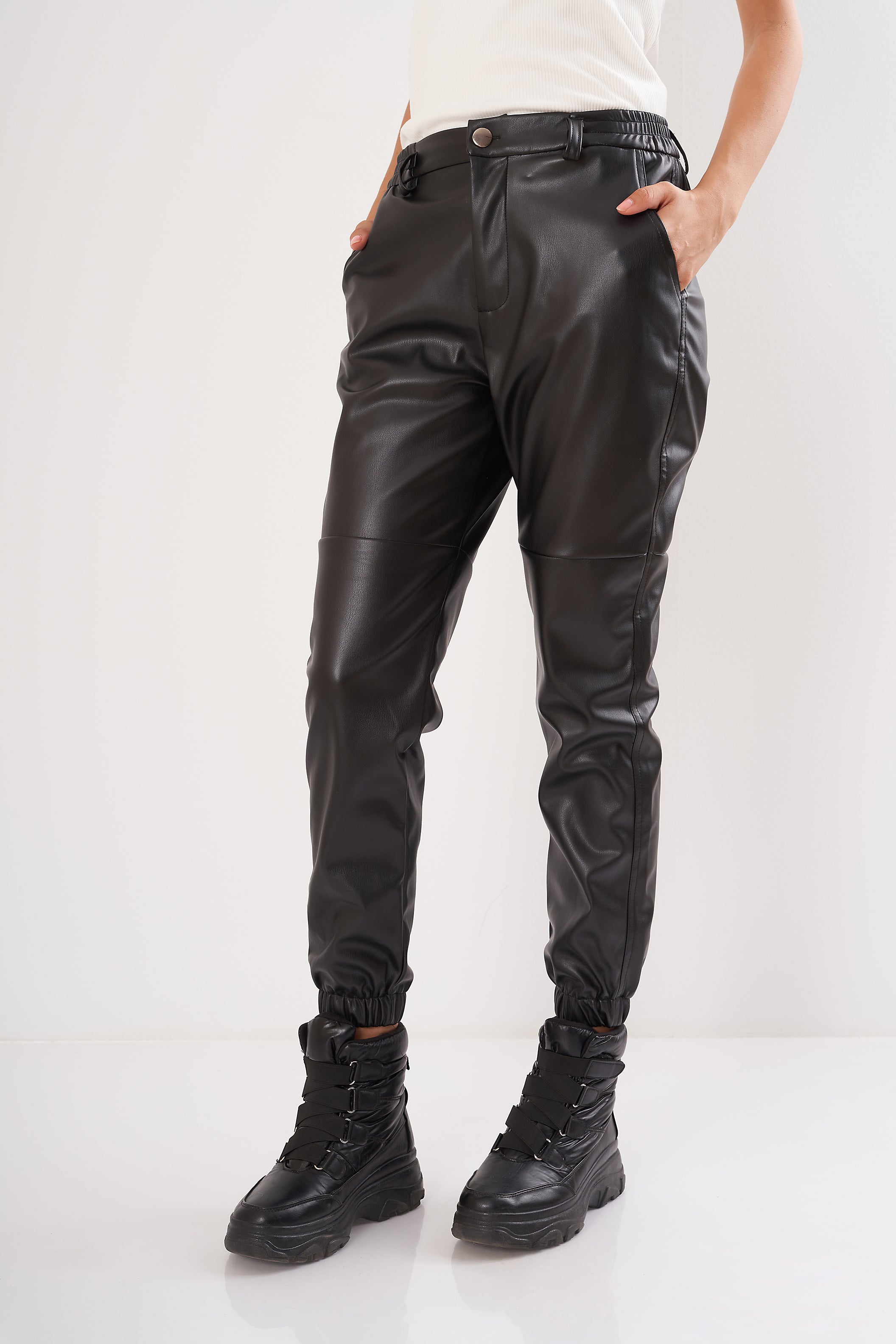 Leather Pants - Elastic Waist (Button Closure)