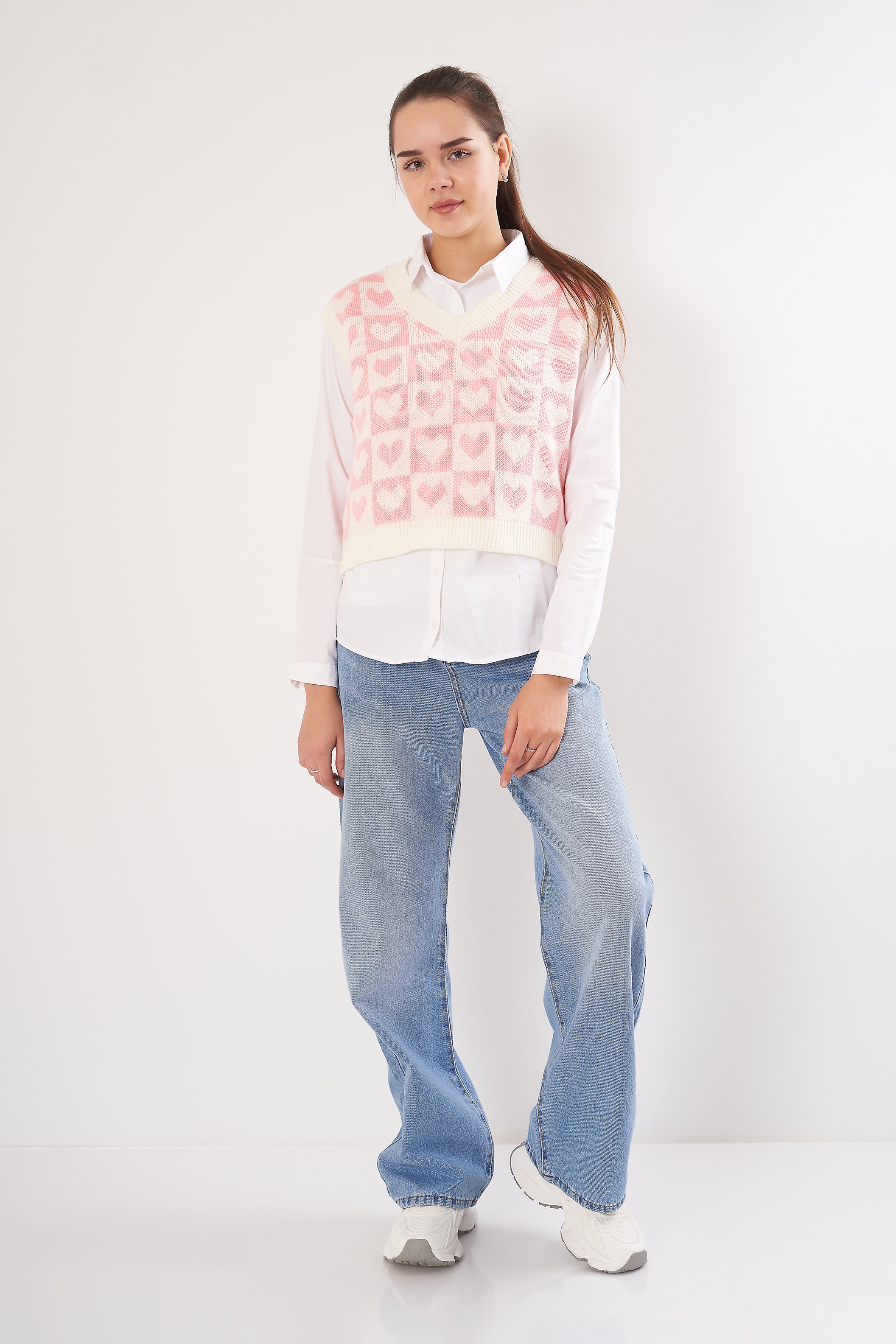 Knitwear Vest - Short (Heart Pattern)