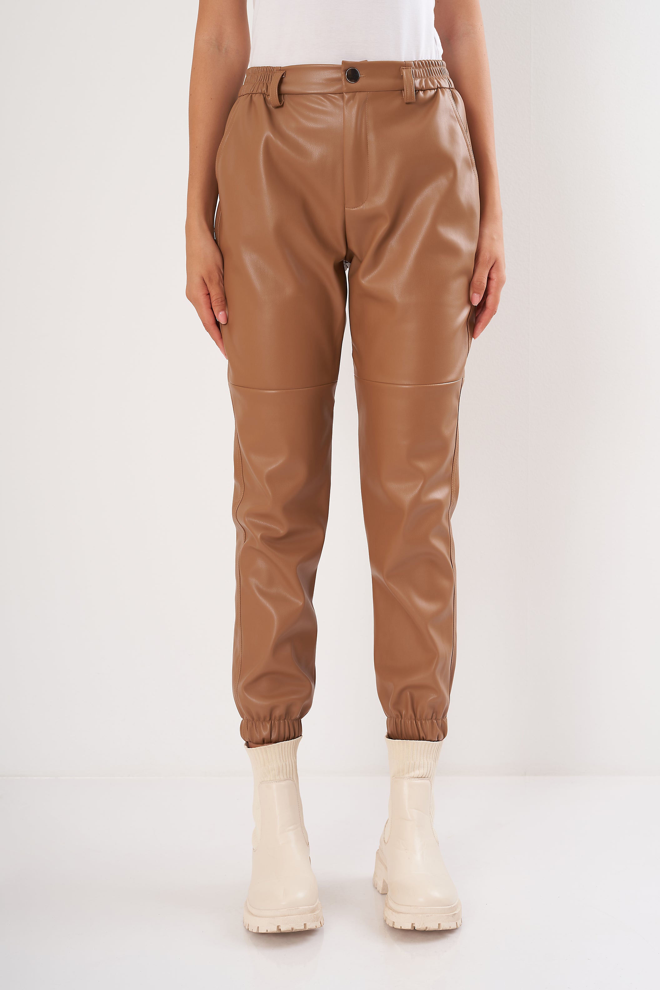 Leather Pants - Elastic Waist (Button Closure)