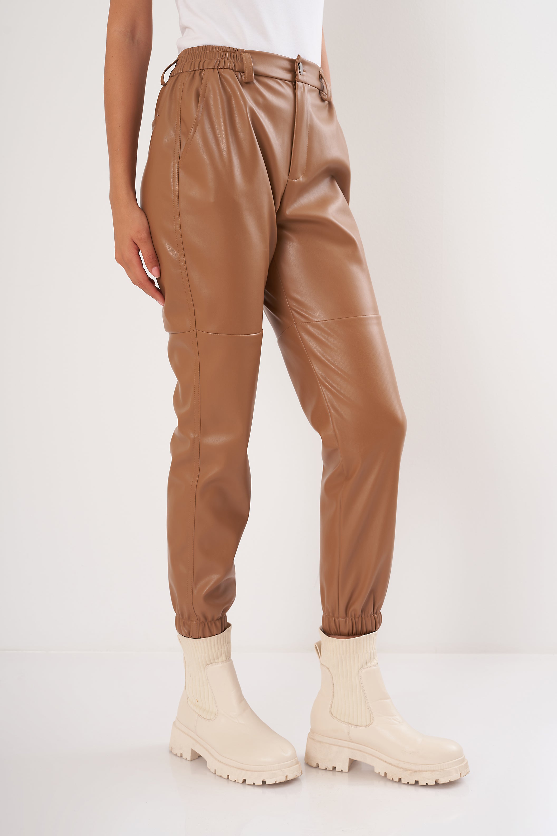 Leather Pants - Elastic Waist (Button Closure)