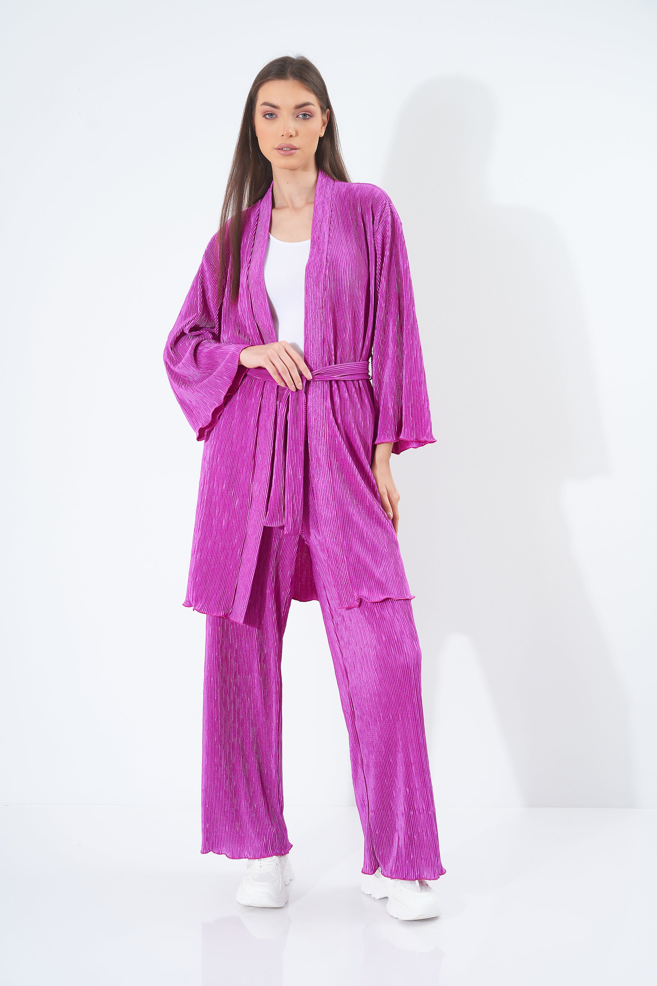 Plain Pleated Satin - Kimono (Colorful)