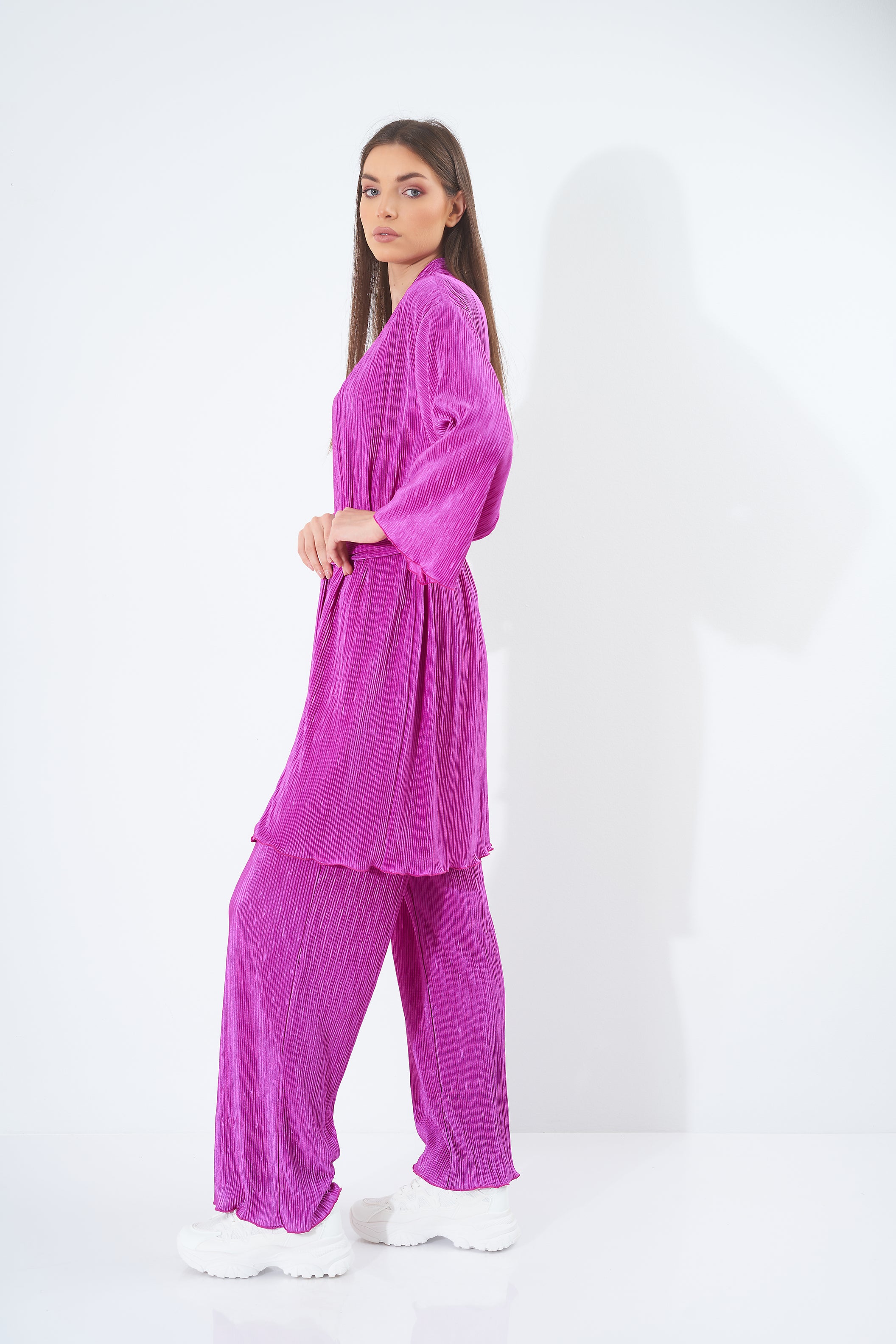 Plain Pleated Satin - Kimono (Colorful)