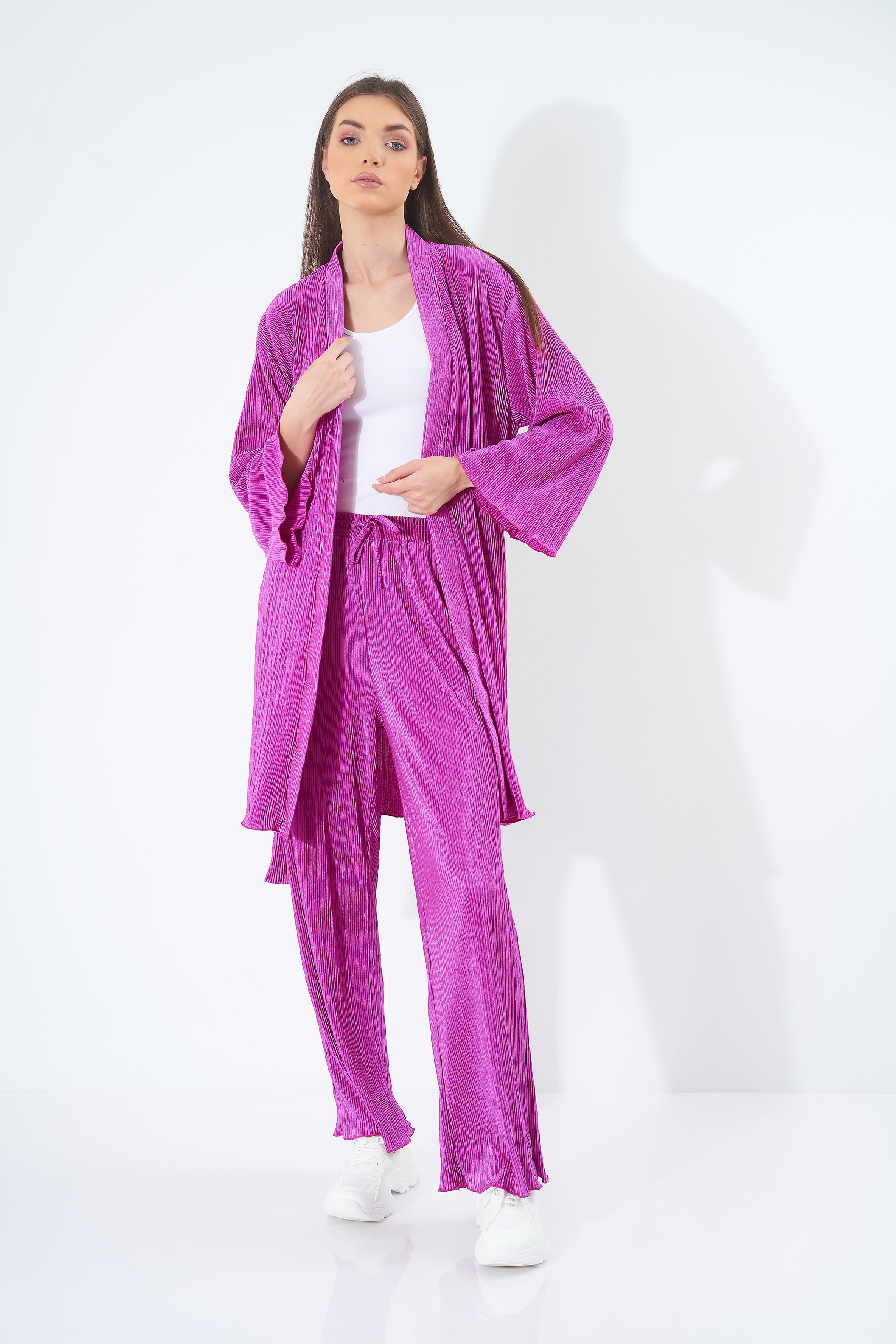 Plain Pleated Satin - Kimono (Colorful)