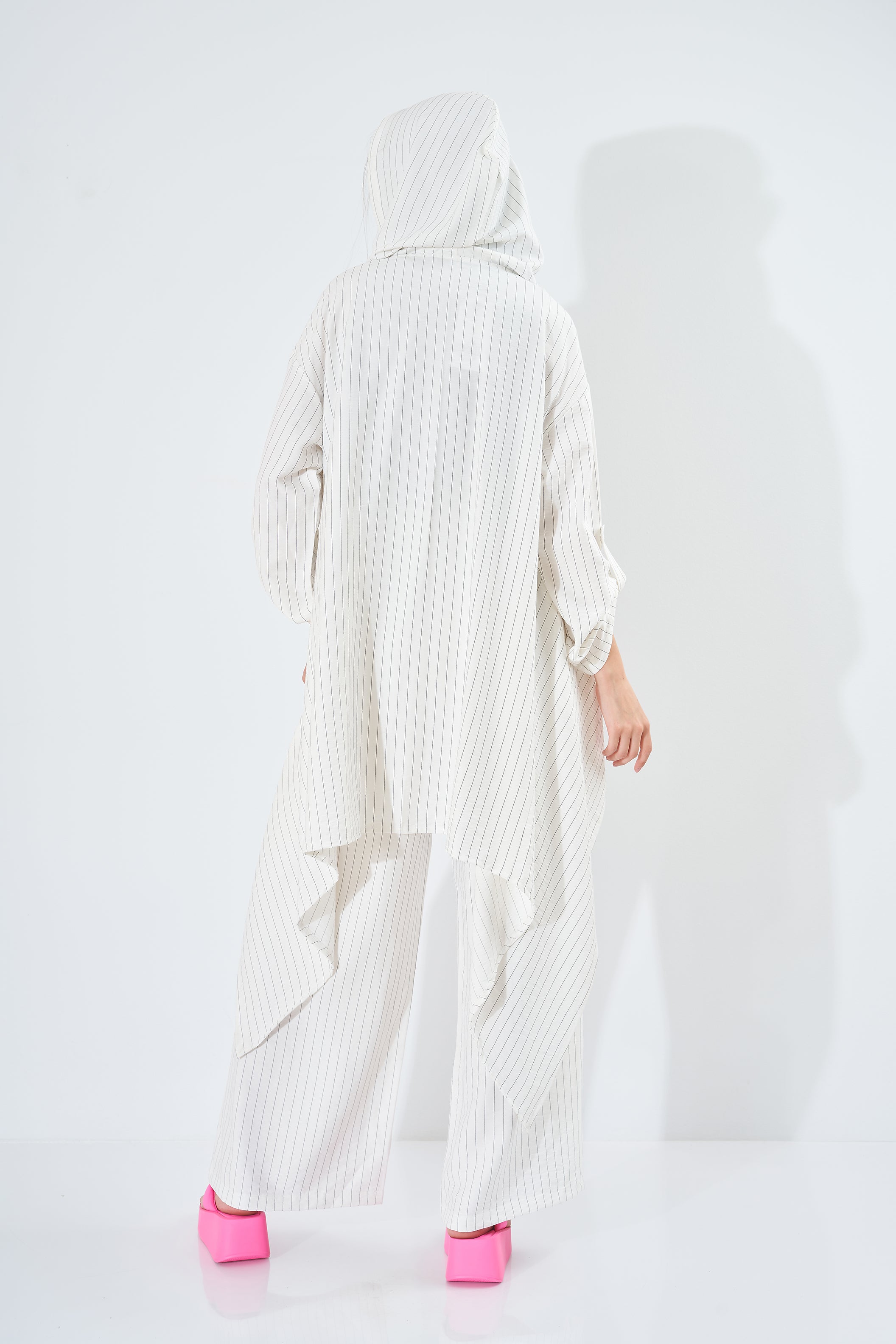 Striped Long - Plain Kimono