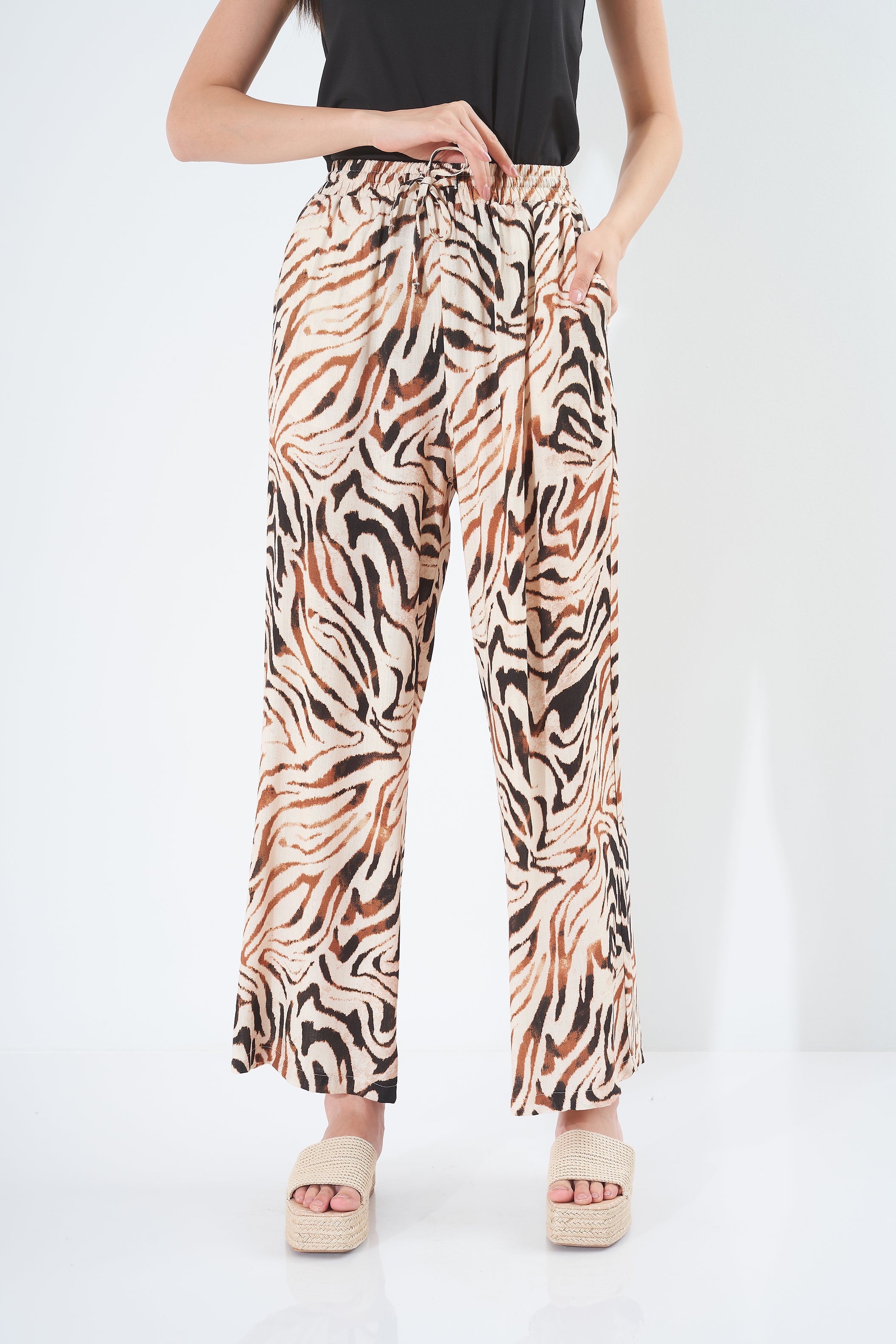 Wide Leg Trouser - Floral Drawstring