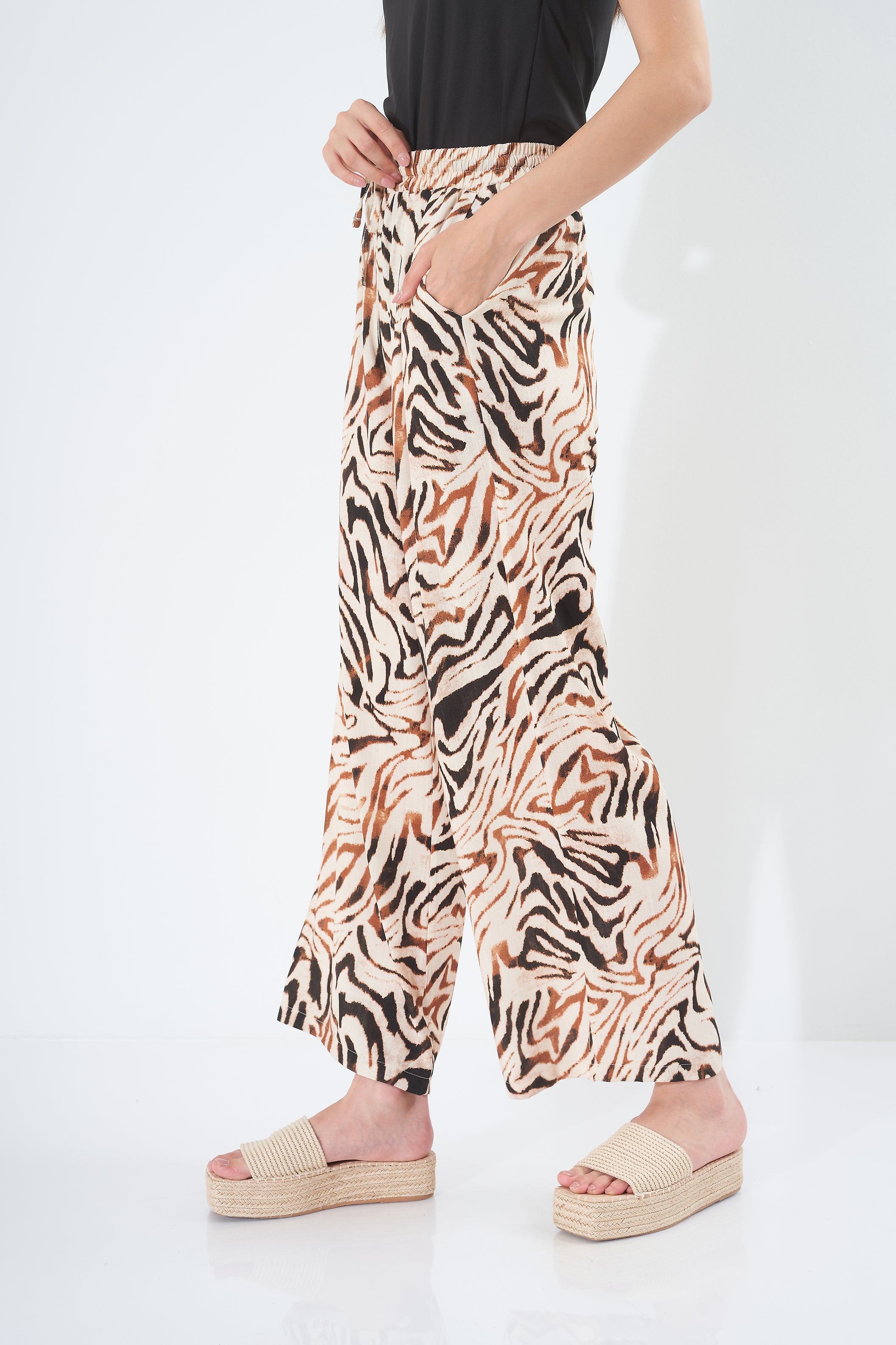 Wide Leg Trouser - Floral Drawstring