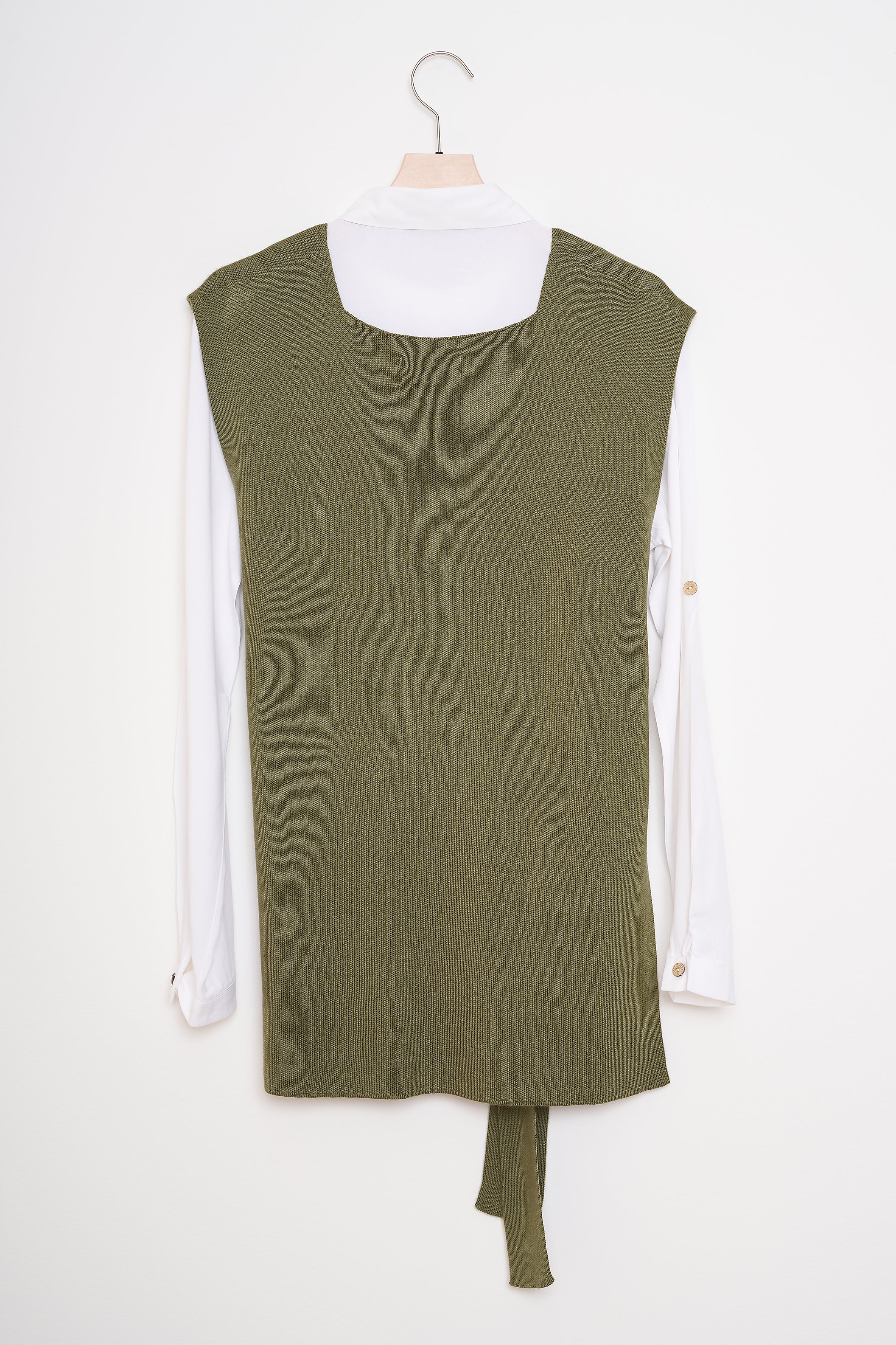 Plain Knitwear Vest - With Belt