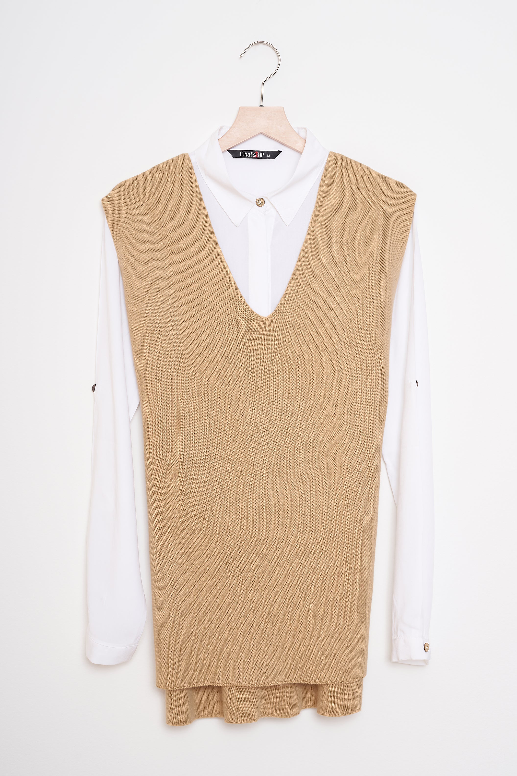 Plain Knitwear Vest - With Belt