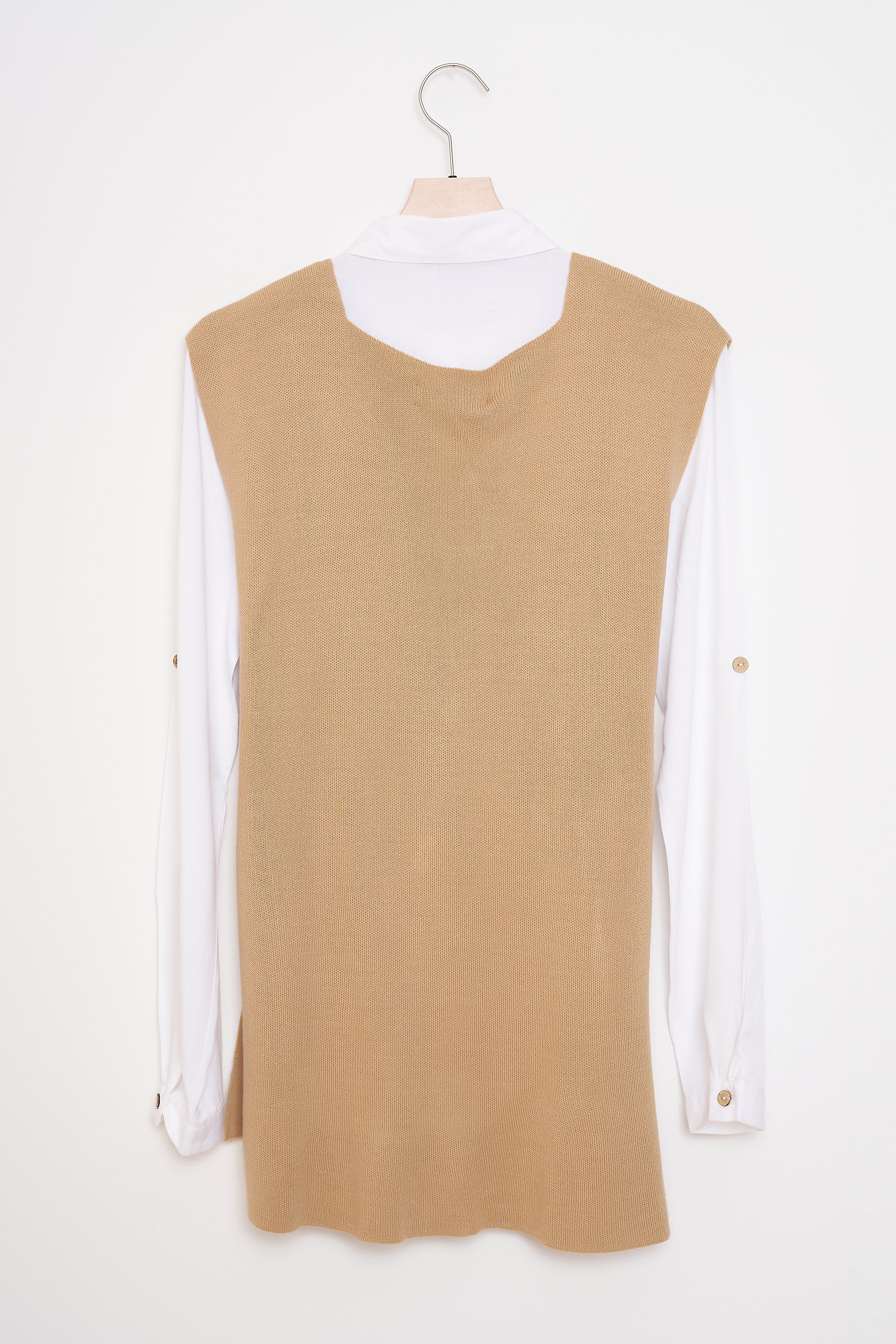 Plain Knitwear Vest - With Belt