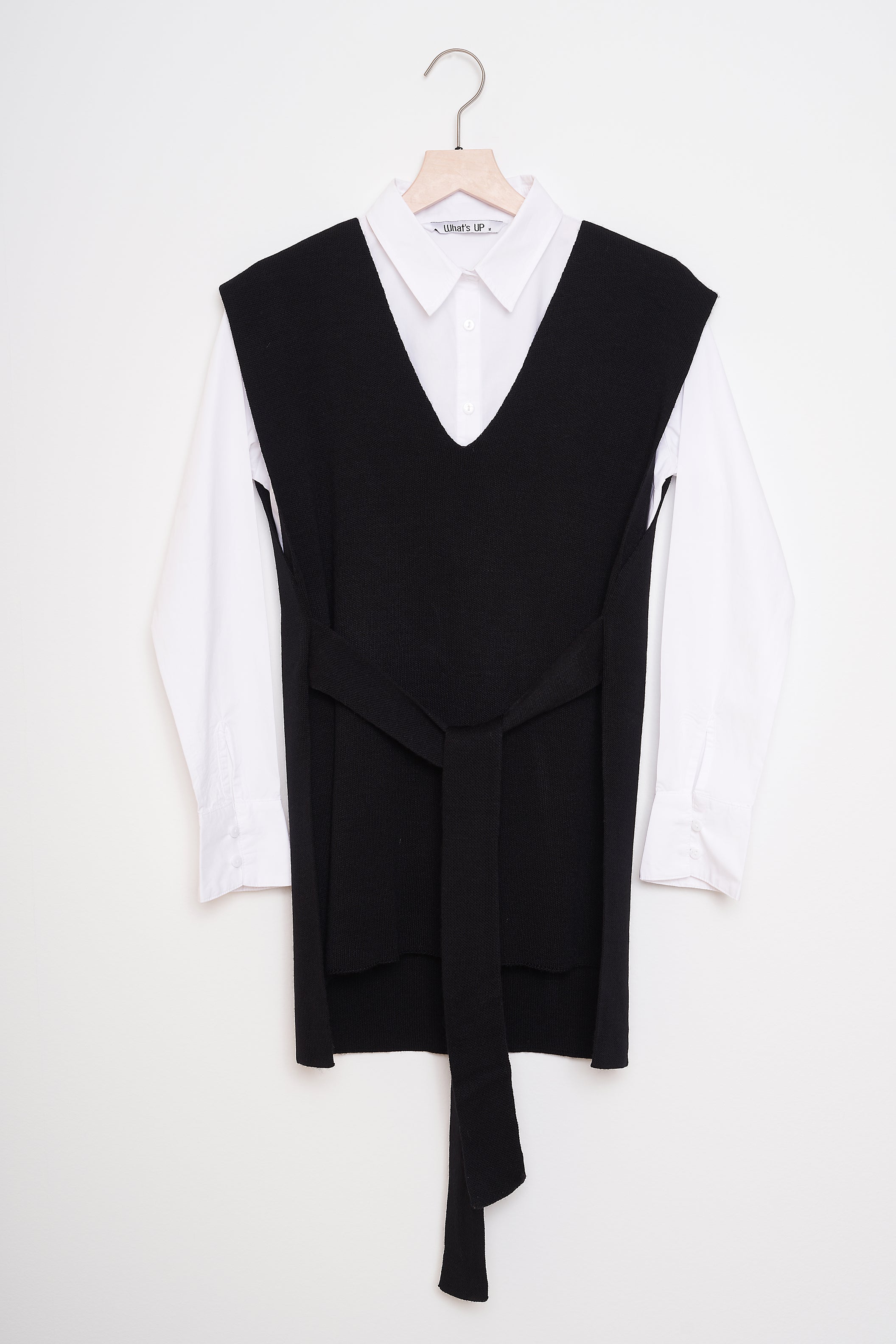 Plain Knitwear Vest - With Belt