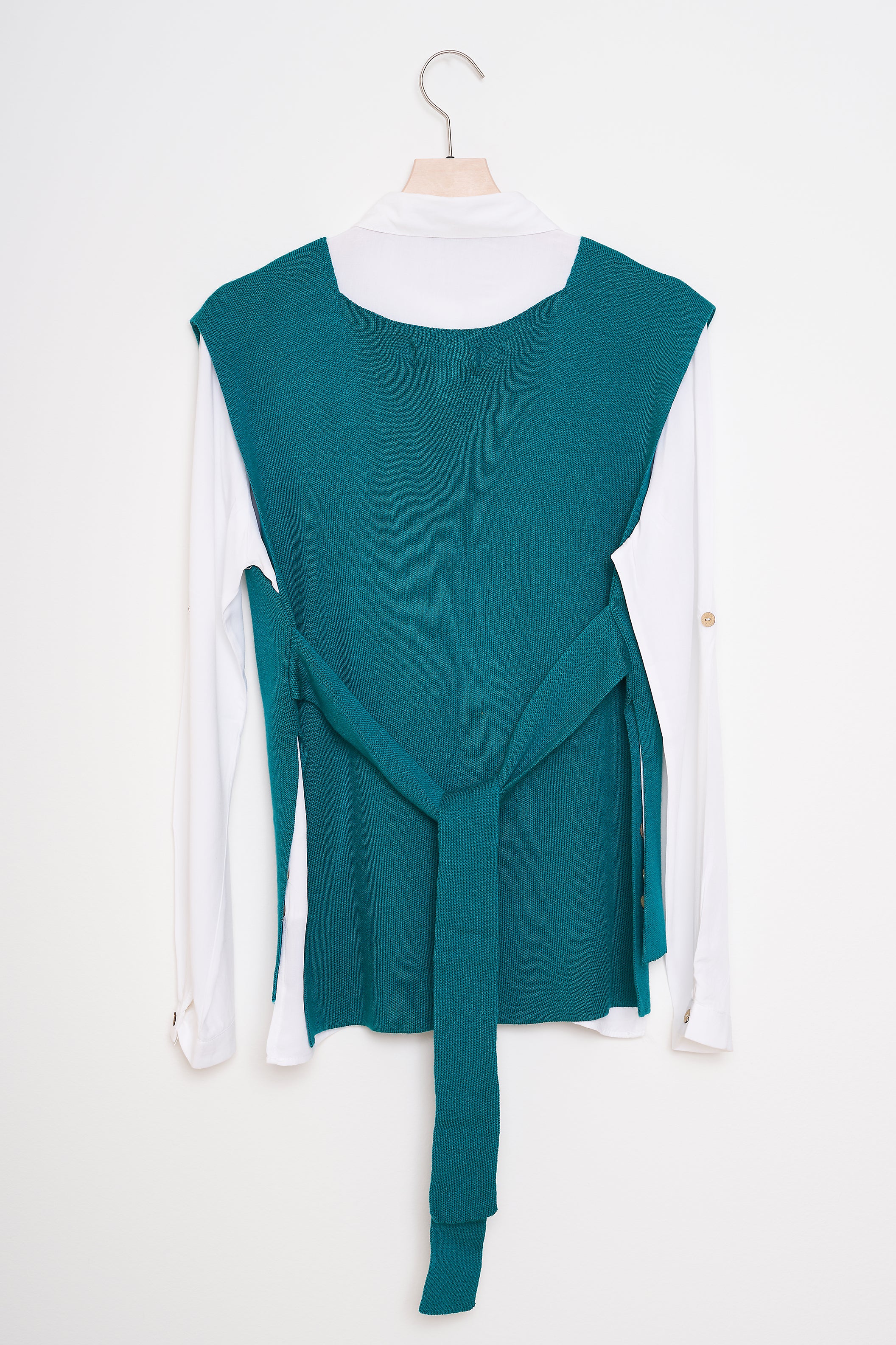 Plain Knitwear Vest - With Belt