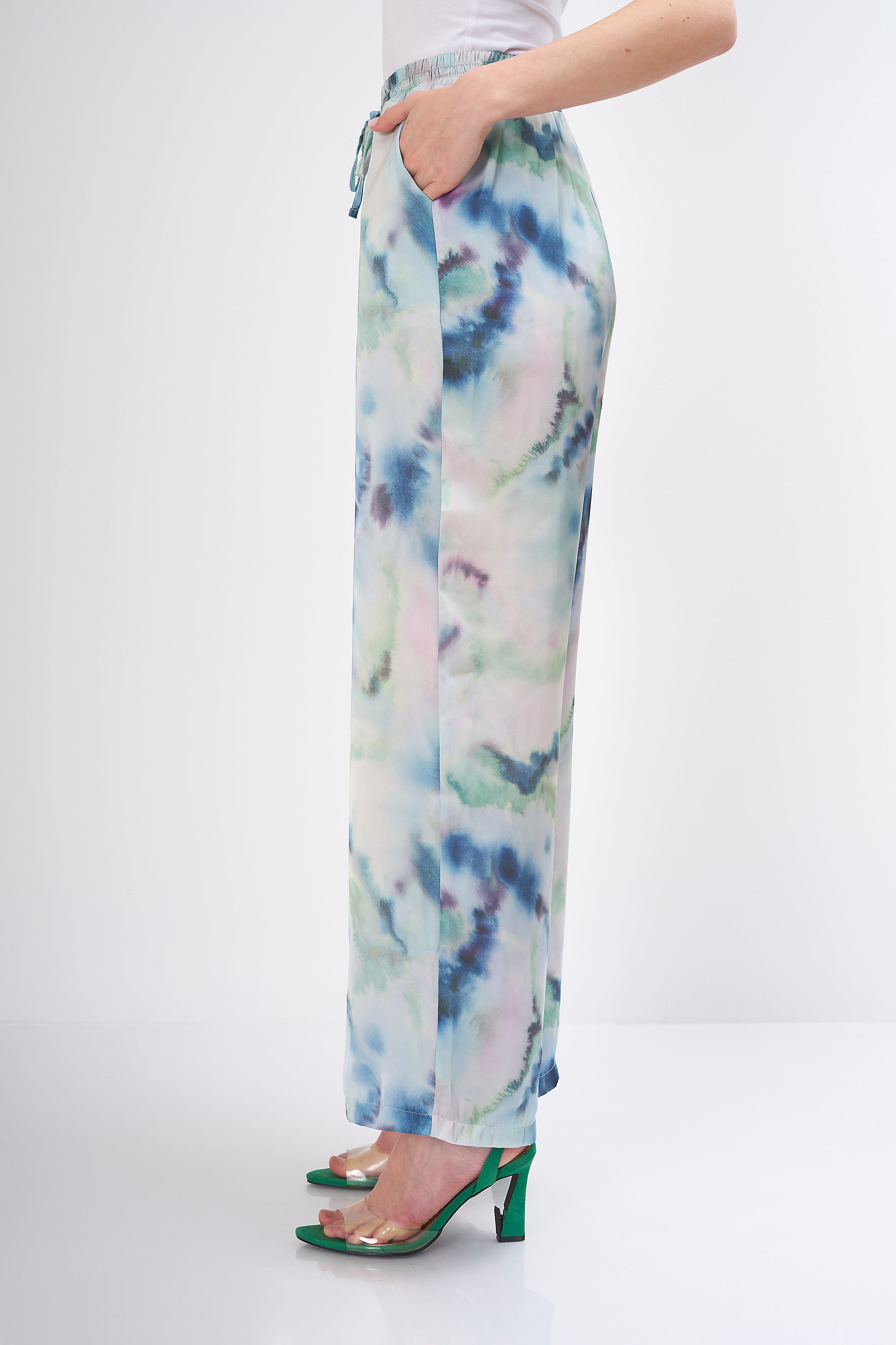 Floral print Satin-Trousers