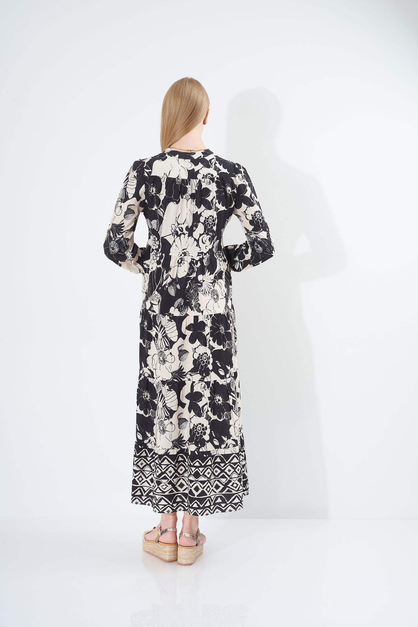 Floral Dress - ( With - Buttons )