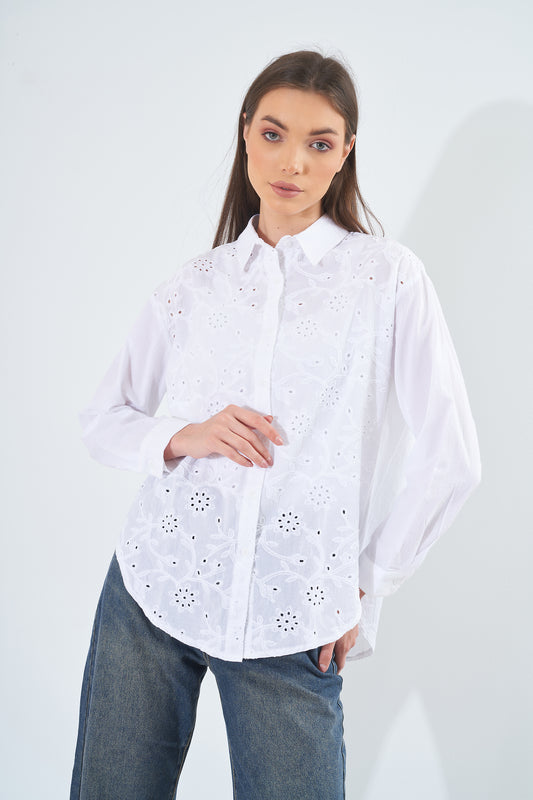 Embroidered Floral - Cotton Shirt