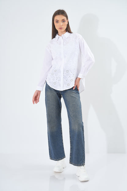 Embroidered Floral - Cotton Shirt