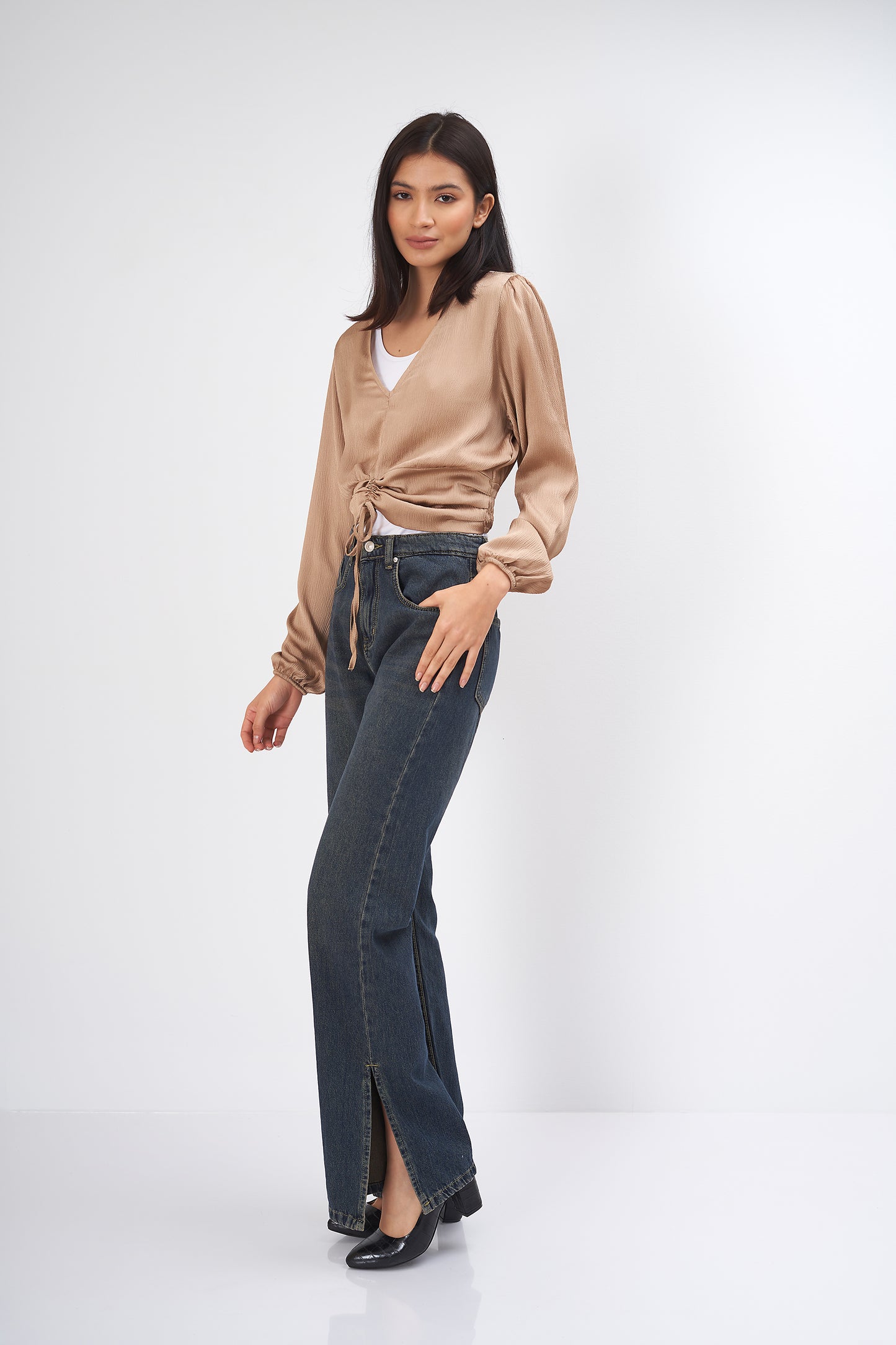 Plain Blouse - (Tie-up Sleeves)