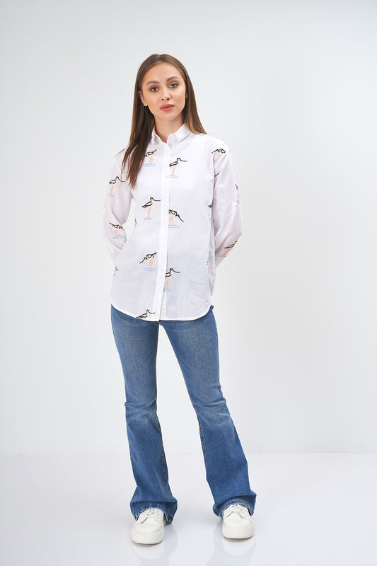 Embroidered Shirt - Swan Shape
