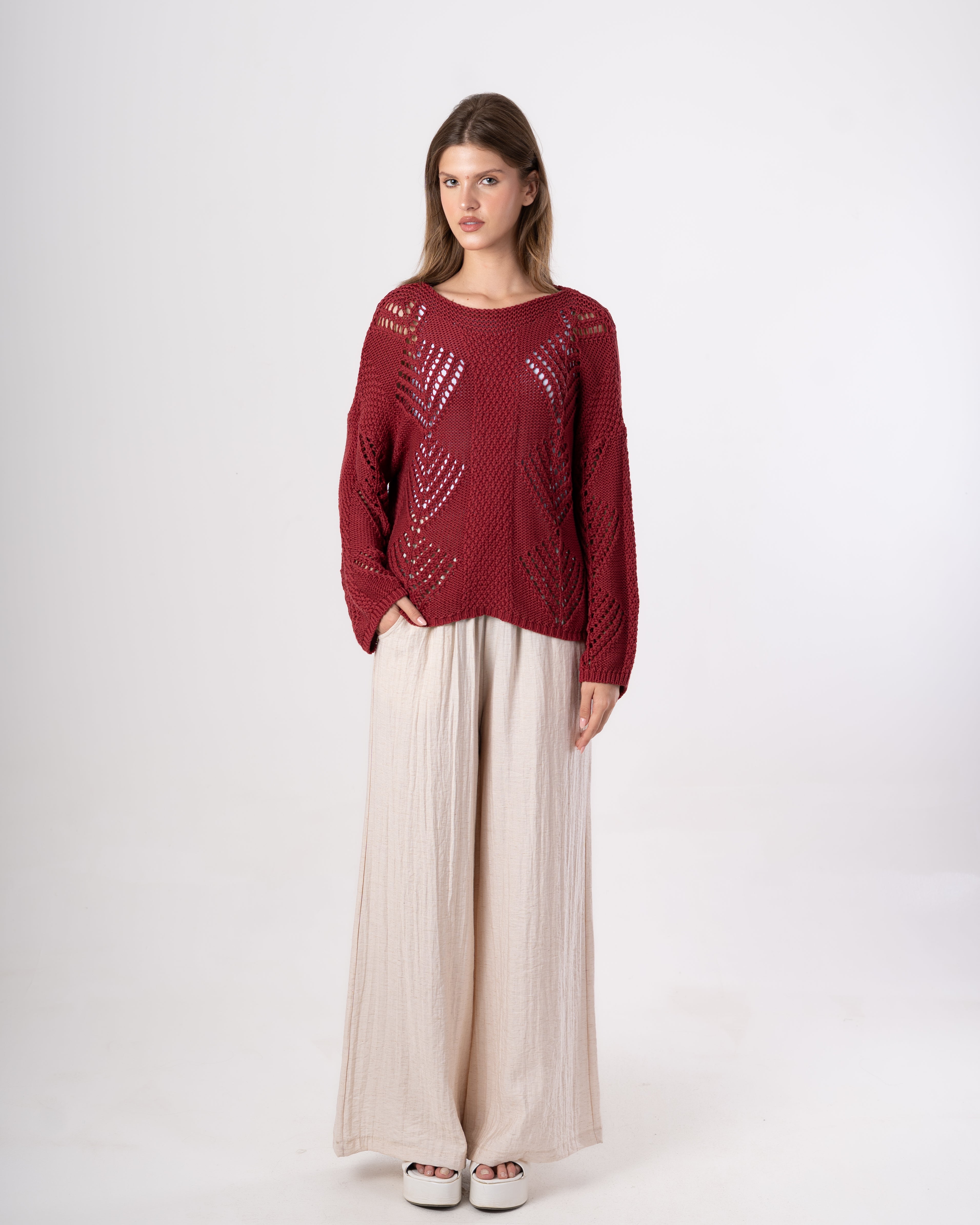 Knitwear Pullover – Hollow Triangle Pattern