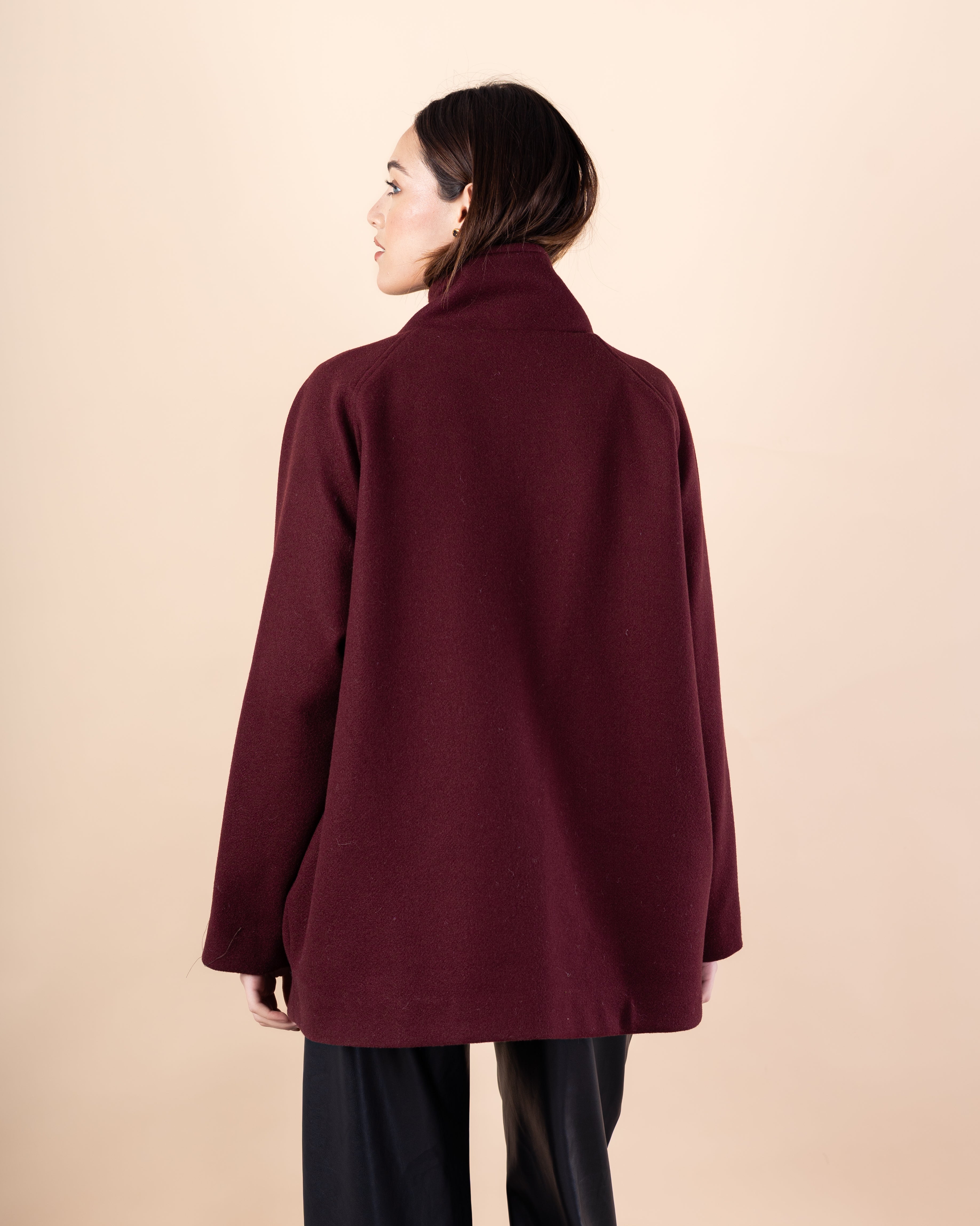 Wool Jacket – Plain (High Collar Buttoned Closure)
